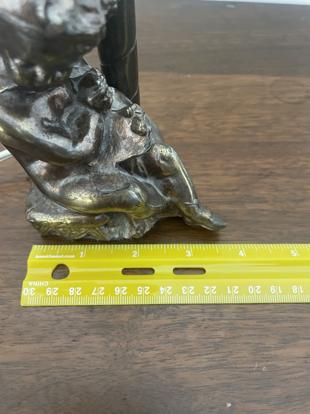 Vintage Cherub Figural Table Lamp | Spelter Putto Statue | Antique Bronze Finish