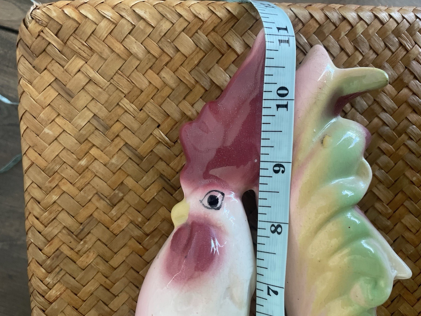 Vintage Ceramic Tall Rooster Decor Figurine 11” Flaws