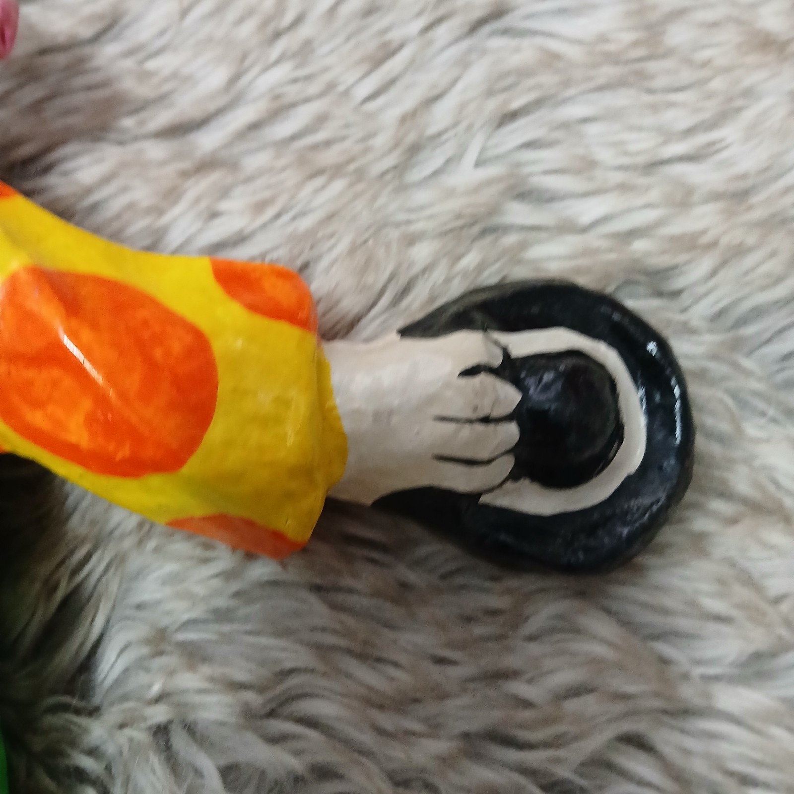 Handmade Colorful Paper Mache Clown Figurine with Balloon Vintage Circus Decor
