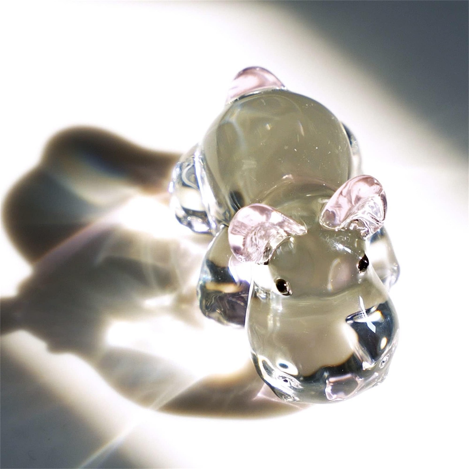2.8inch Crystal Hippo Figurines Collectibles Gift for Women Art Glass Hippopo…