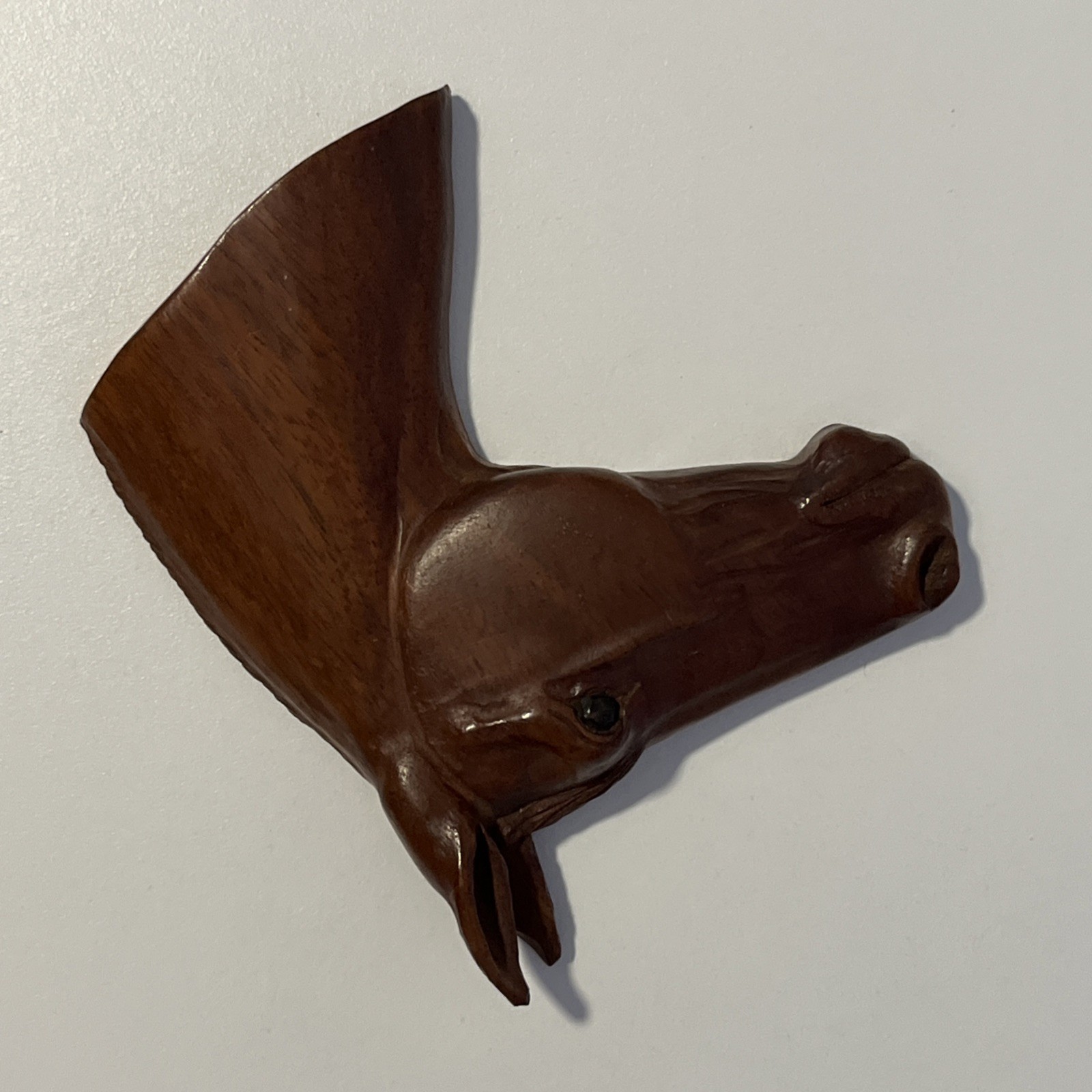 Vintage Small Wood Wall Mount Hanging 3D Brown Horse Head 4.5″W x 4.75″H