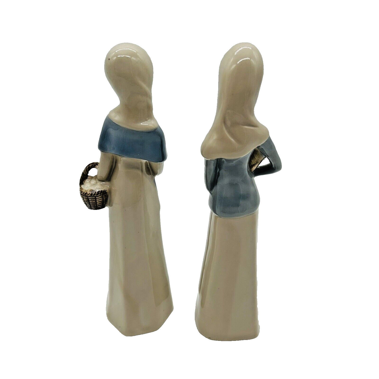 Vintage Imcor Porcelain Figurines Pair Peasant Women 10″ Tall 1950s Japan