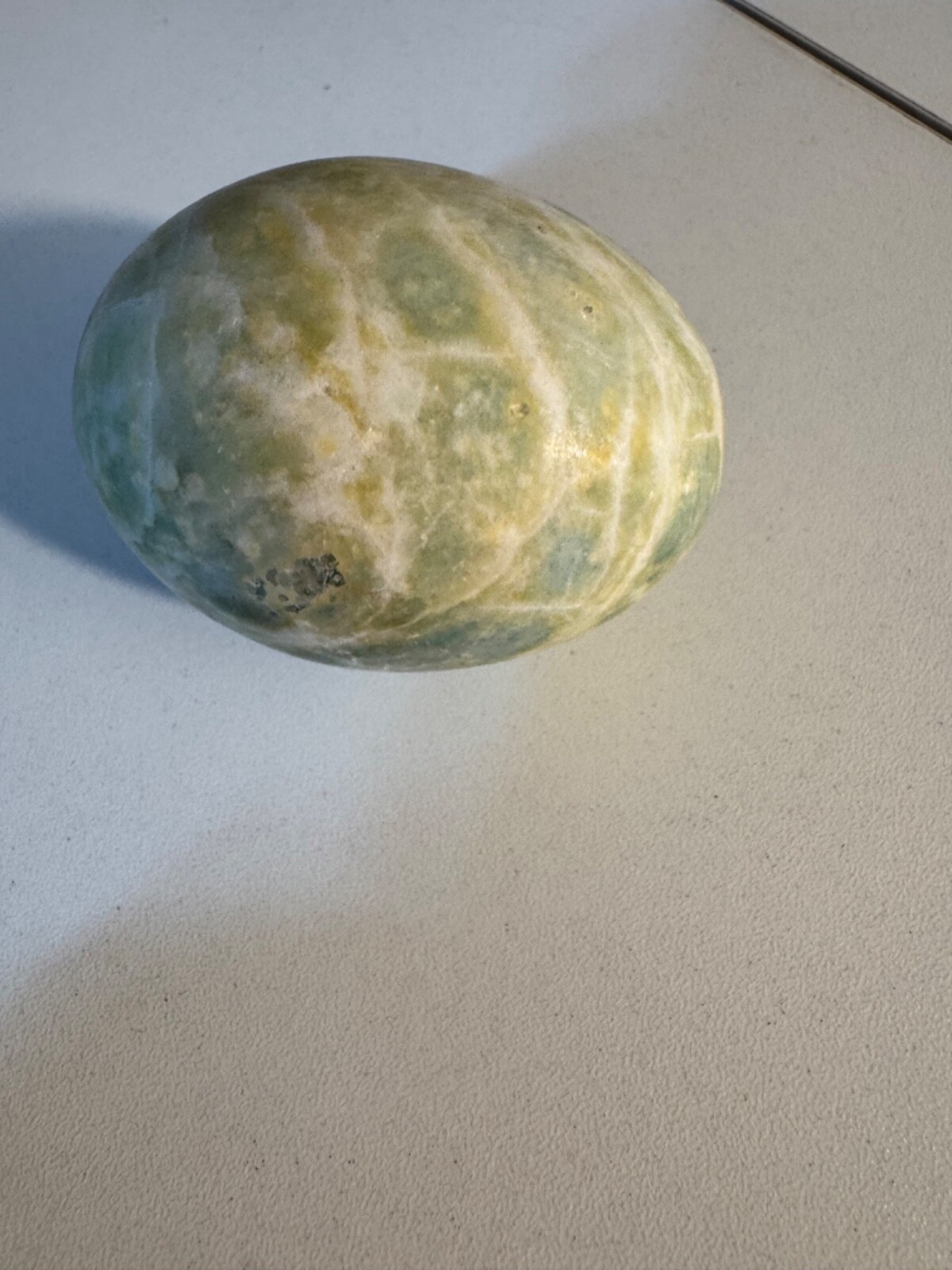 3 Marble Alabaster Granite Stone Eggs green/gray, blue/gray, blue/green