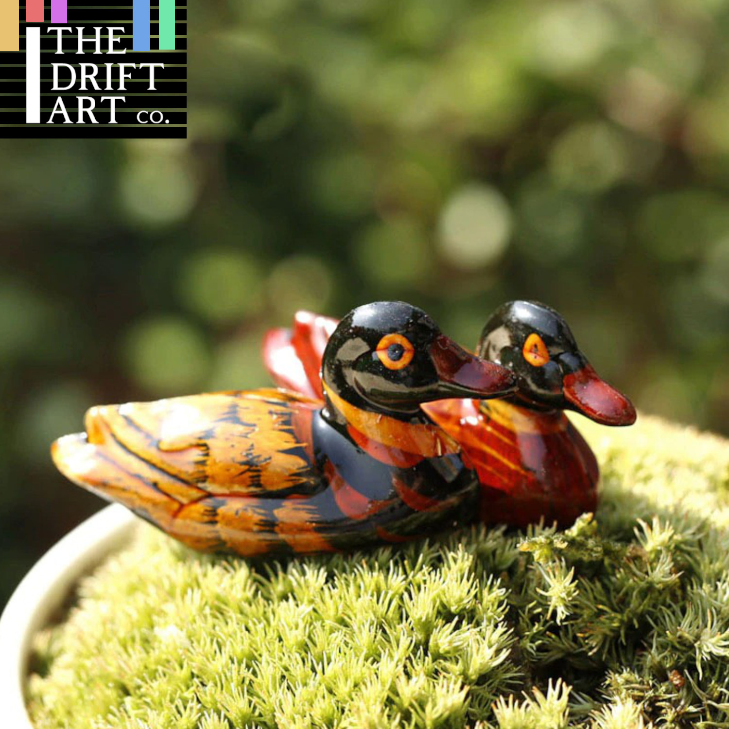 Wood Mandarin Duck Animal Miniature Fairy Garden Home – Art Toy Figure Doll