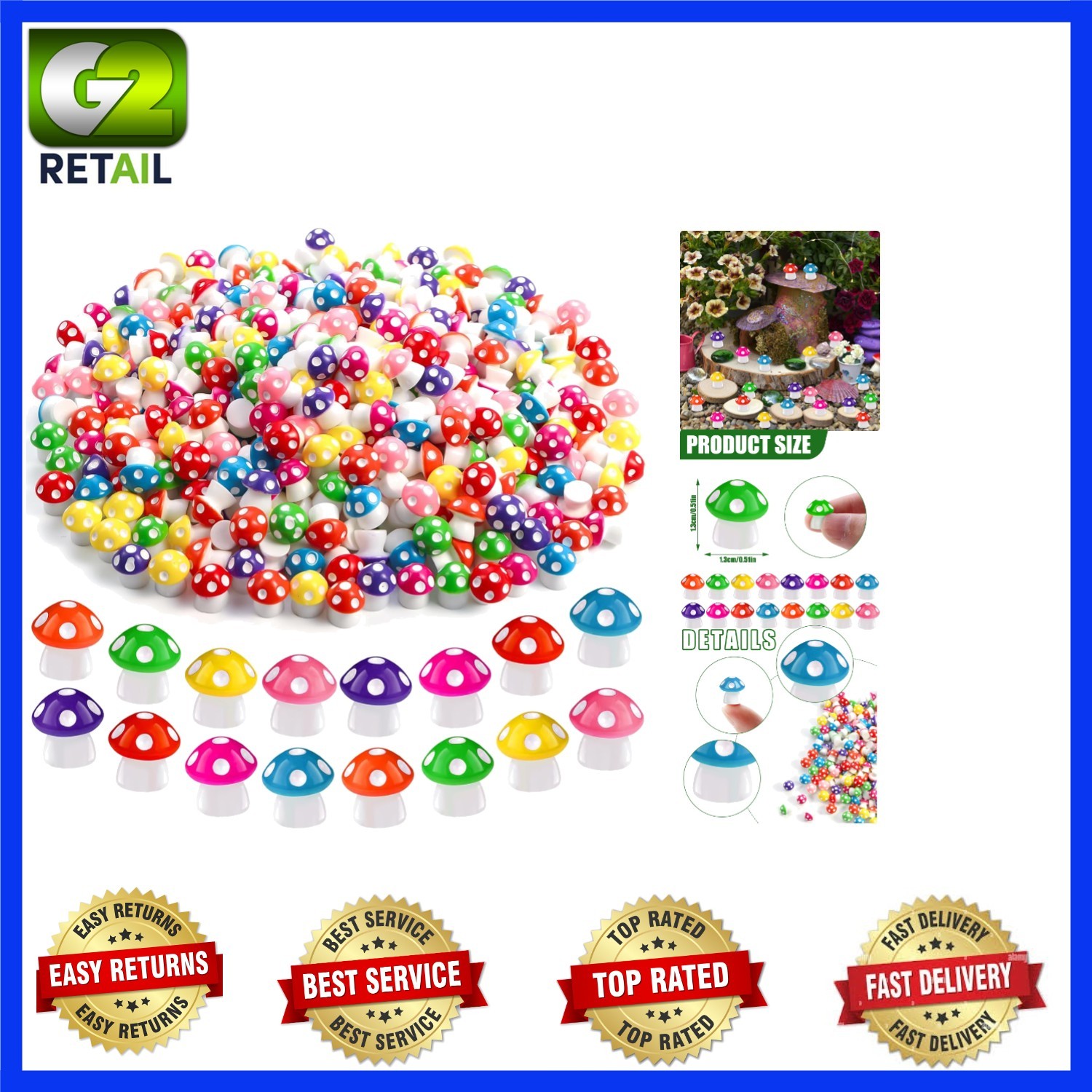 Durable 100pcs Tiny Resin Mushrooms – 8 Colors for Imaginative Mini Landscapes