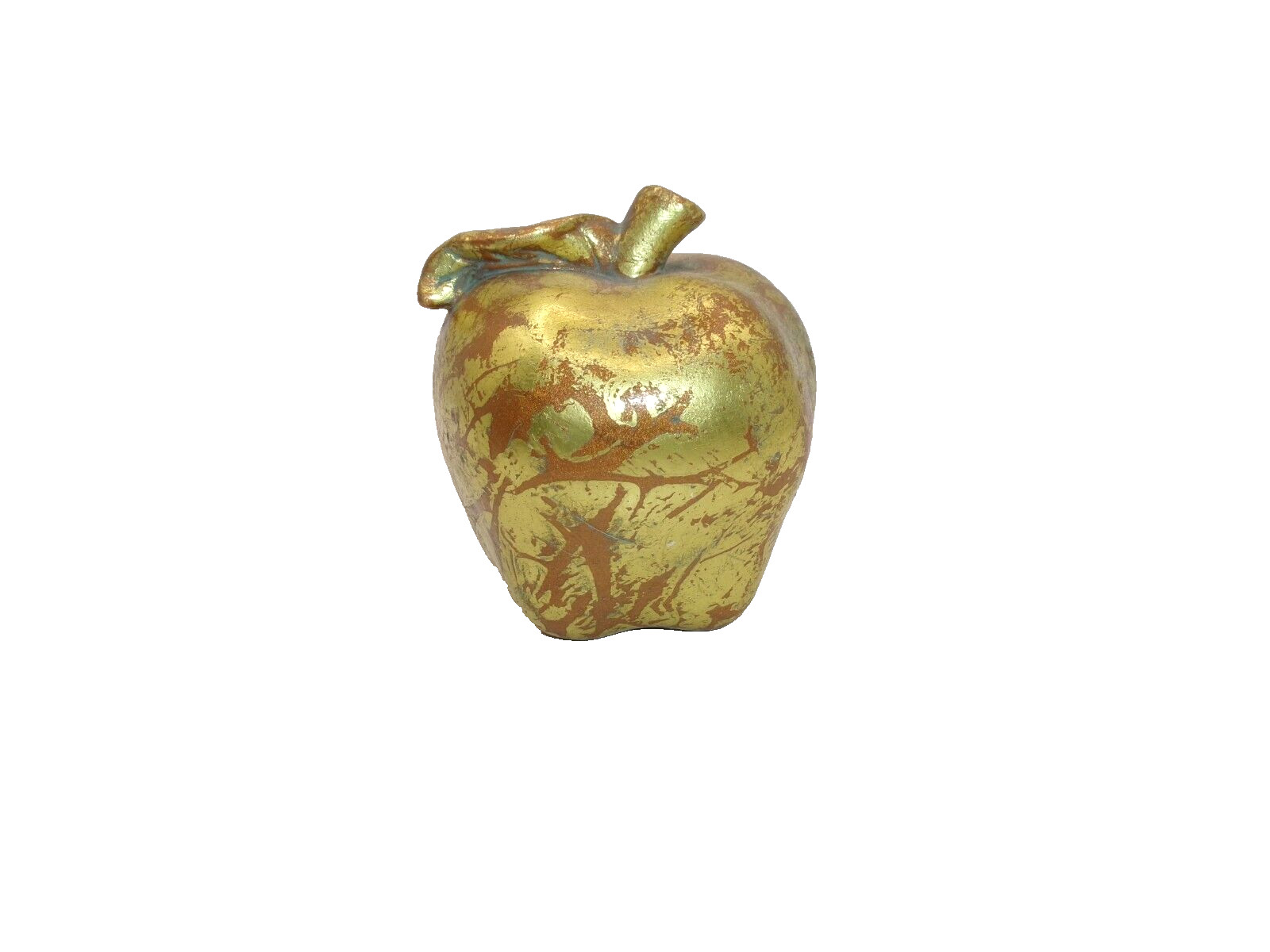 Raz Imports Ceramic Gold Apple Table Top Decor Antiqued Paint 3.75 in Tall