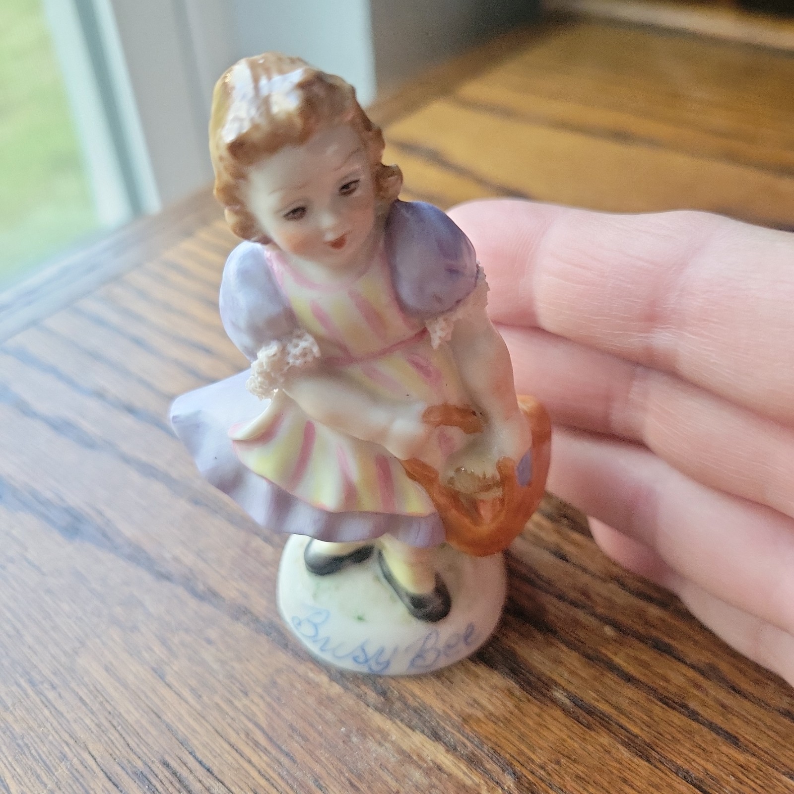 Muller-Volkstedt MV Irish Dresden “Busy Bee” Porcelain Figurine Girl 3.25″ Tall