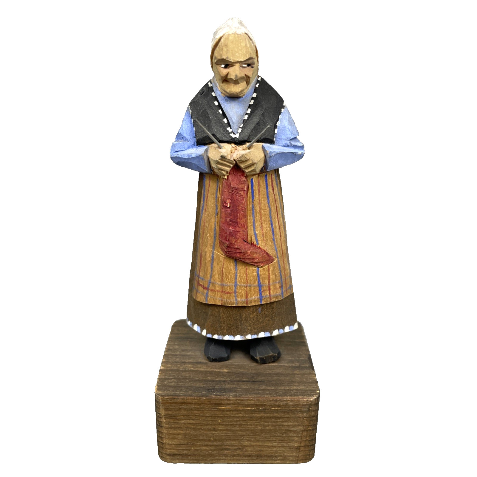 VTG Carl Olaf Trygg Hand Carved Wood Figures Pair Swedish Folk Art Signed