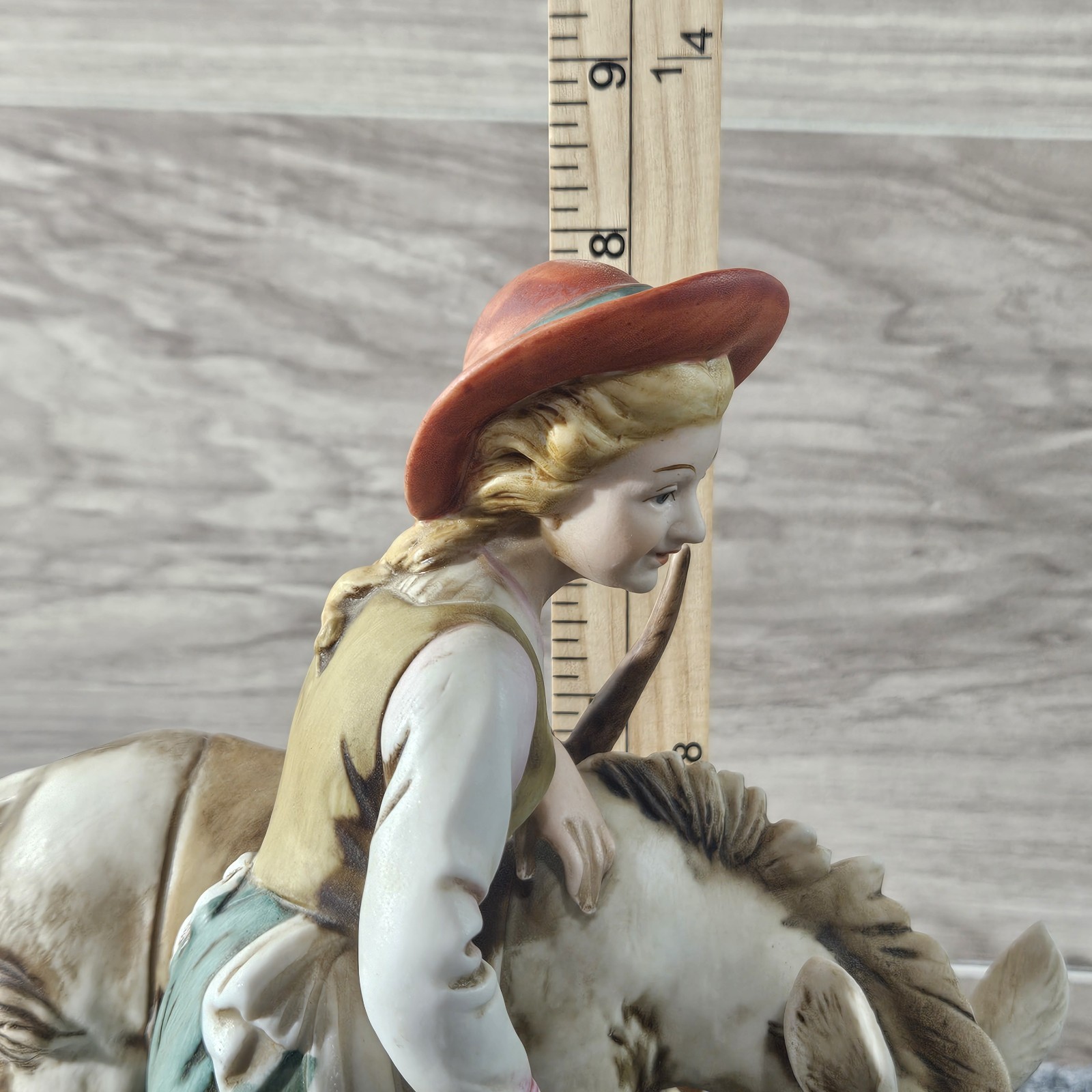 Ardco Japan Porcelain Figurine Girl with Donkey Water Bucket Vintage
