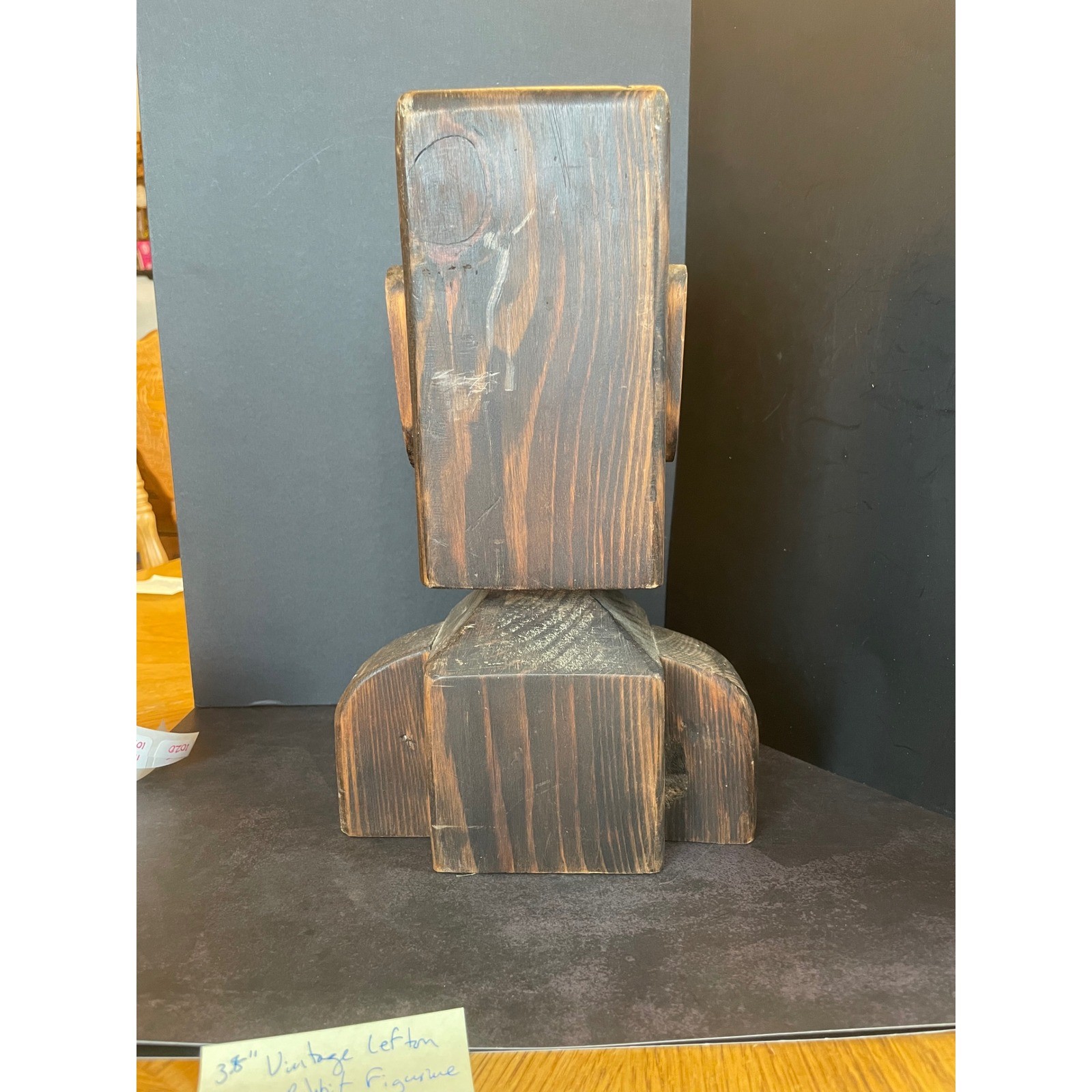 Vintage Hand Carved Wood Brutalist Bust Abstract Geometric Folk Art Sculpture