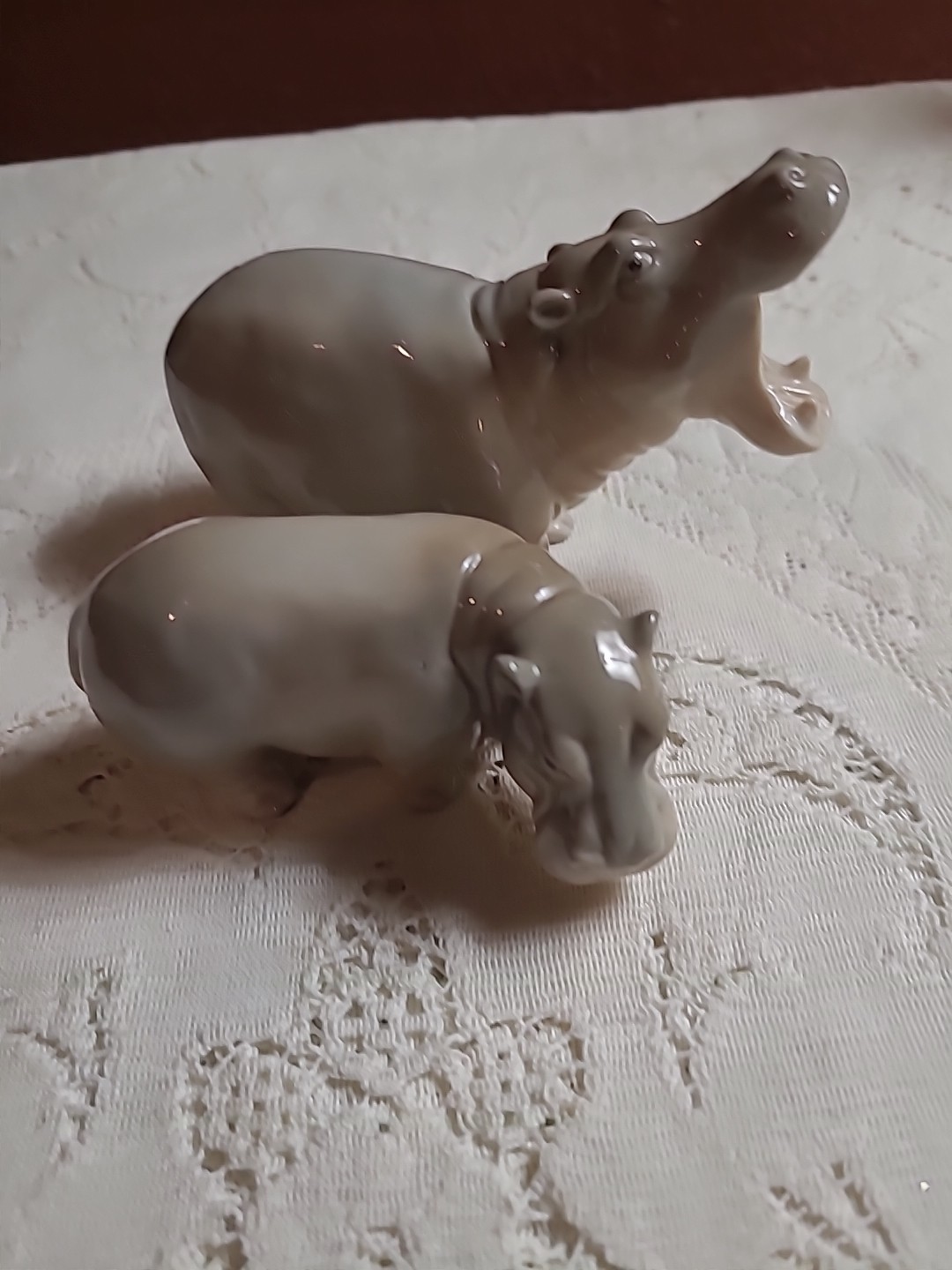 Vintage Hippos Otagiri Ceramic Figurines Lot Of 2 Small And Large
