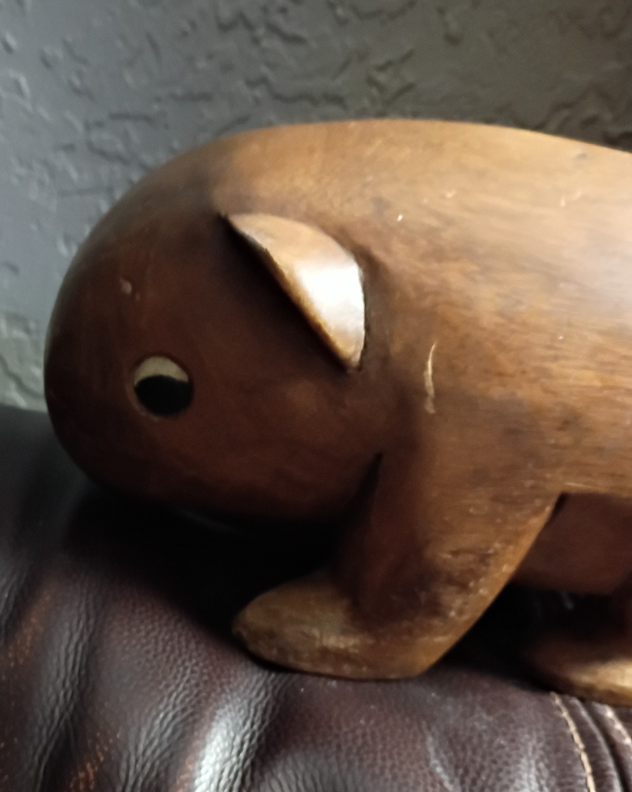 Vintage Heavy Carved Wooden Wombat Made in Thailand
