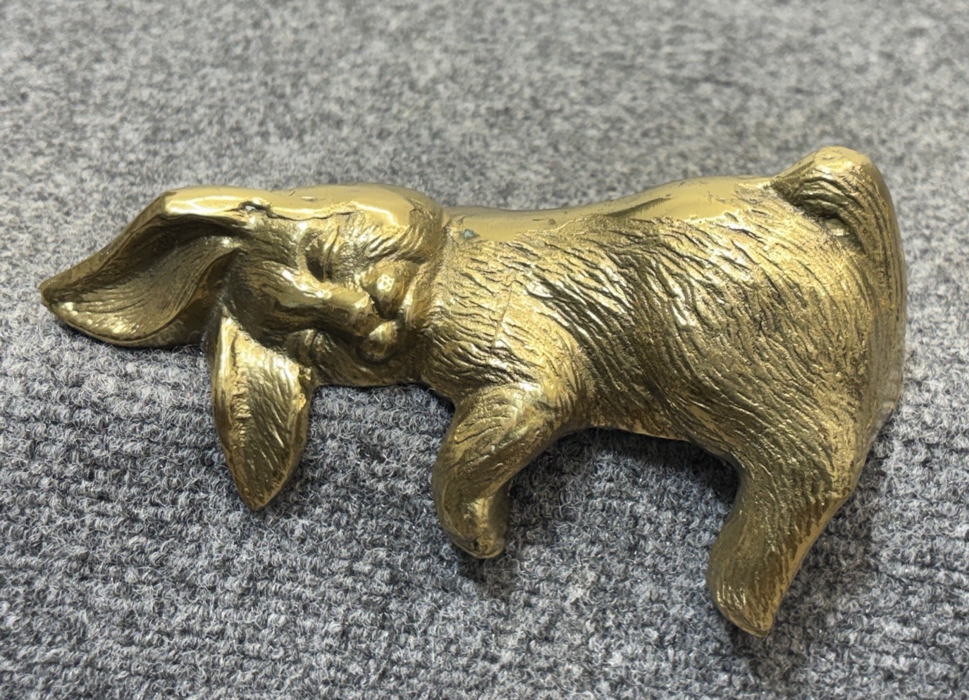 Vintage Brass Sleeping Bunny Shelf Sitter, Bookcase Animal Decor VTG
