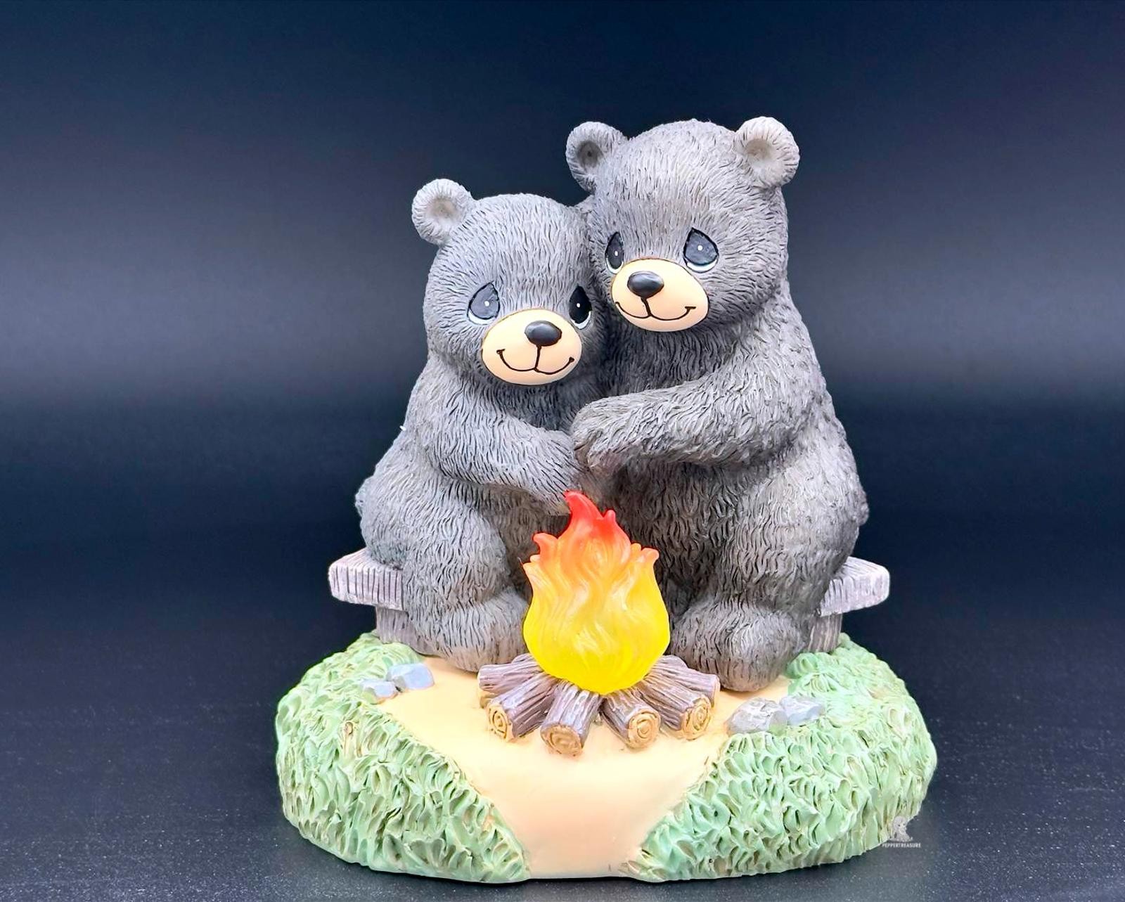 Precious Moments Cozy Bear Campfire Light-Up Figurine | Cute Black Bears