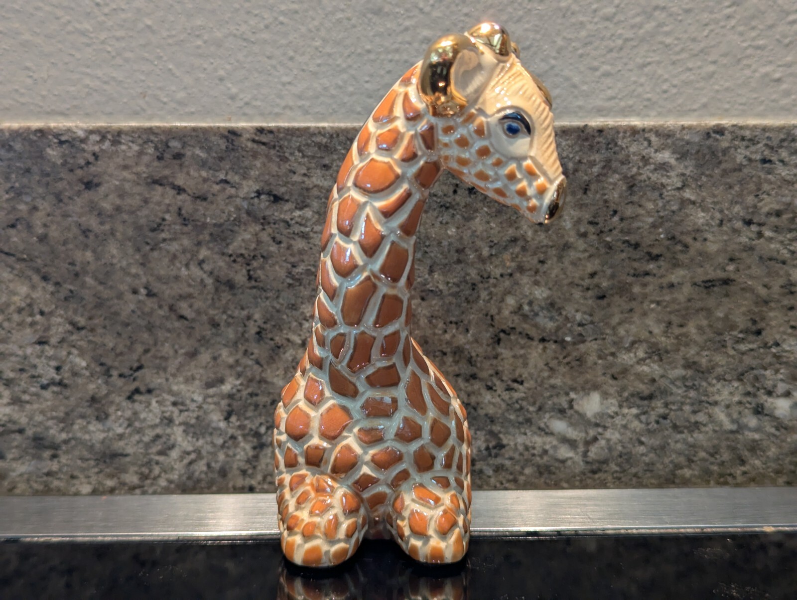 🦛🦒RINCONADA Artesania GIRAFFE HIPPOPOTAMUS Rinca Gold Figurine Uruguay Lot