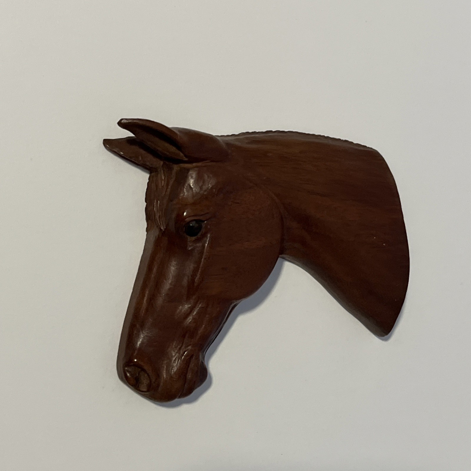 Vintage Small Wood Wall Mount Hanging 3D Brown Horse Head 4.5″W x 4.75″H