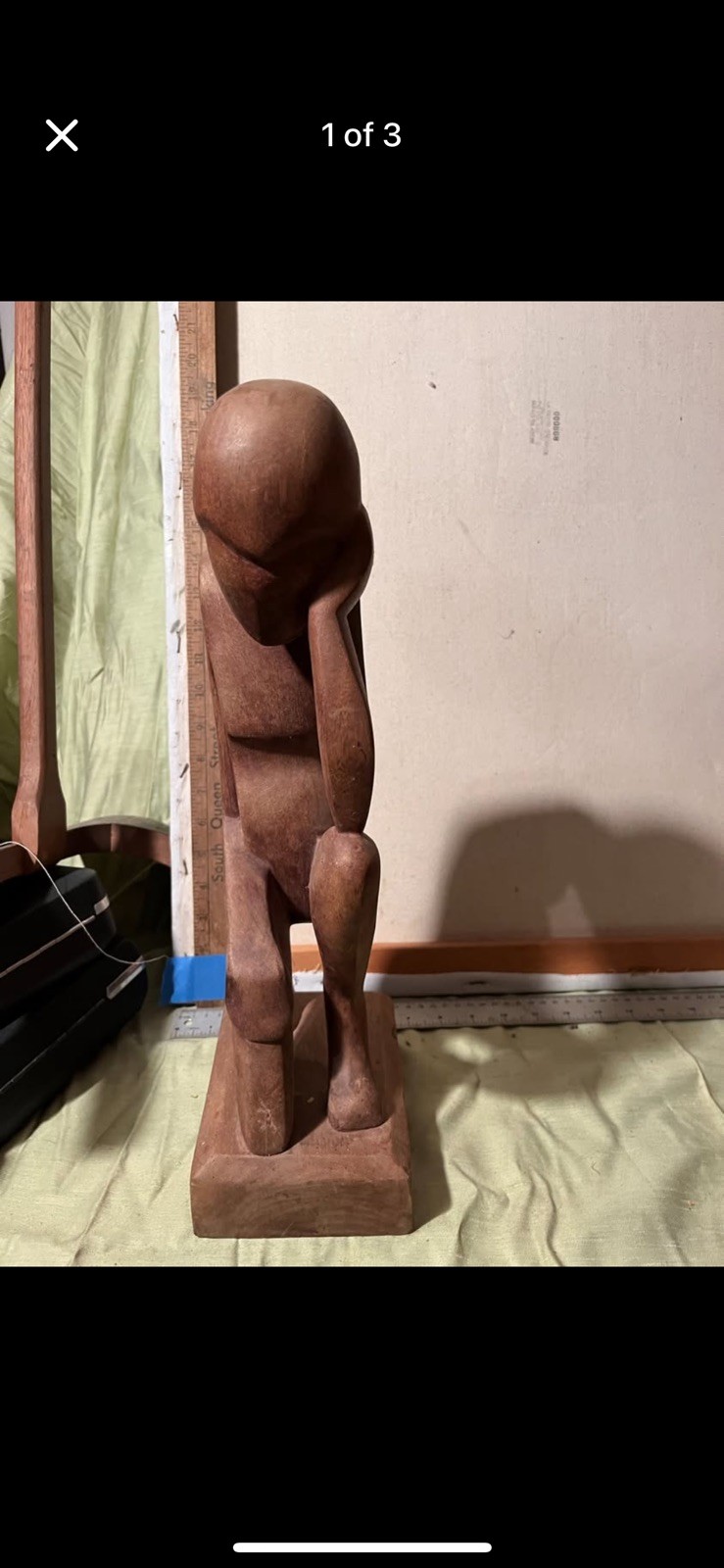 Vintage THINKING MAN ABSTRACT MODERNIST Abstract WOOD ART SCULPTURE.
