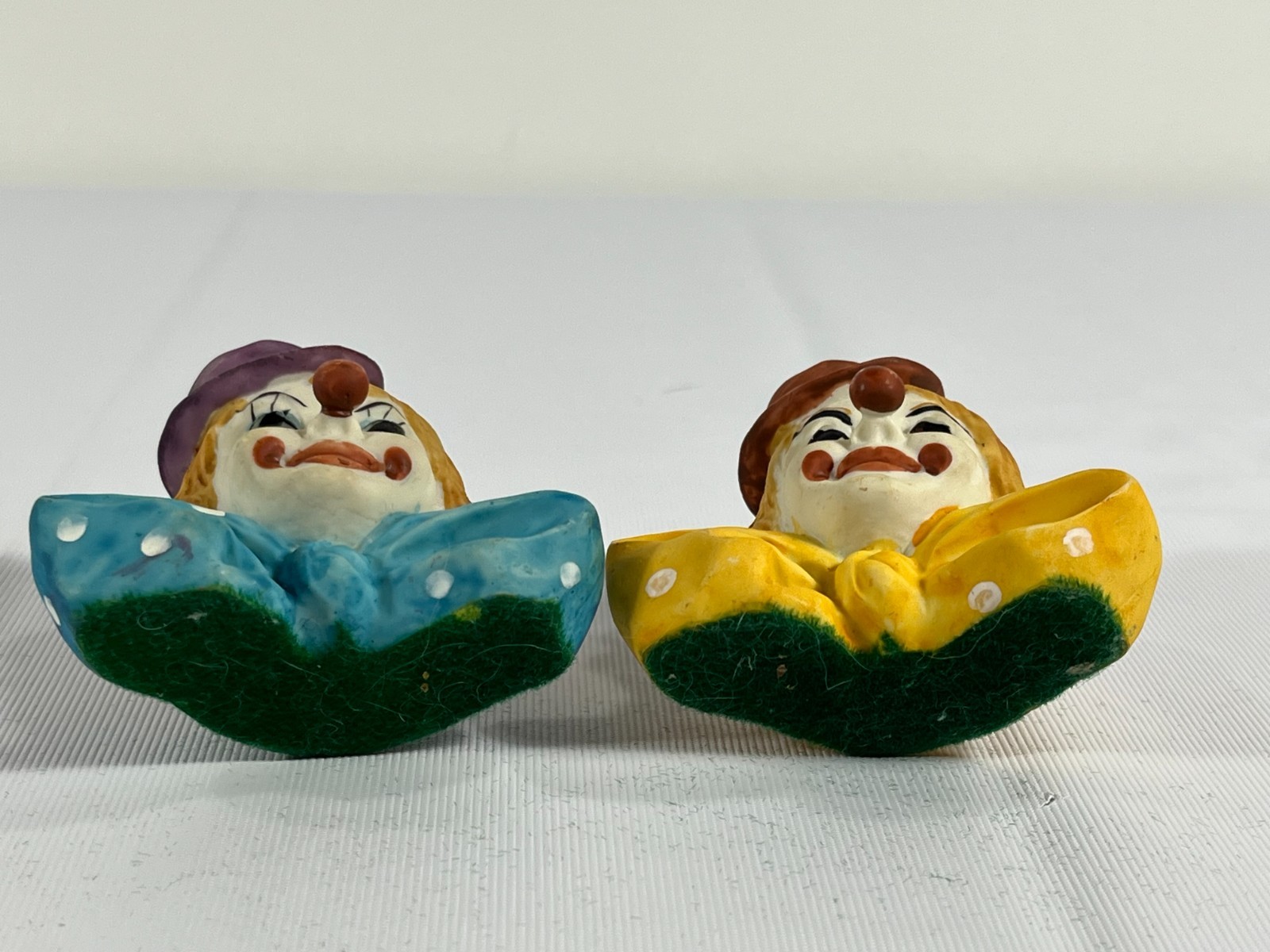 Polka Dot Yellow And Blue Big Bowtie Clown Heads Set Of 2
