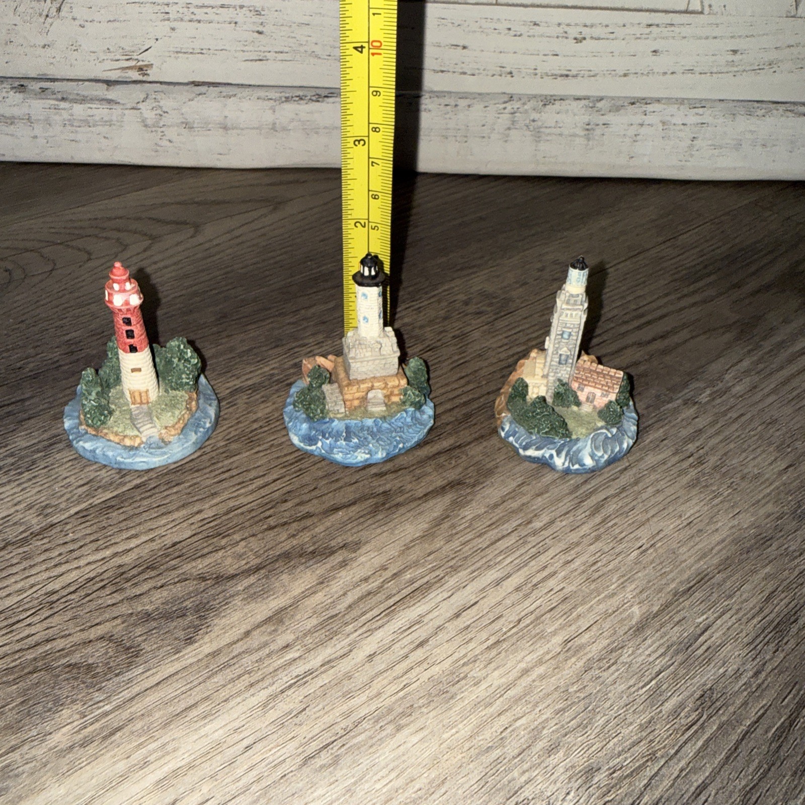 Giftcraft Harbor Lighthouse Miniature Resin Figurines Lot of 3 Nautical Decor