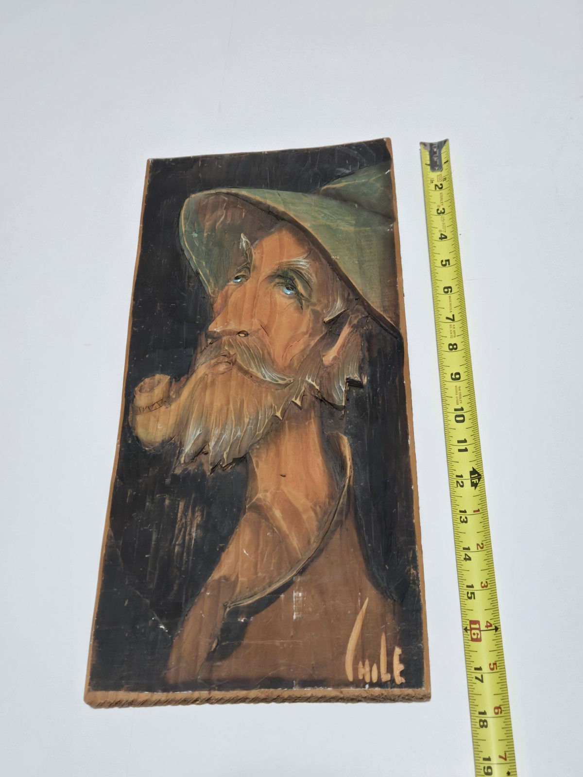 Vtg Don Quixote Portrait Carved Wooden Sculpture Plaque OOAK 17×8 Signed Rare!