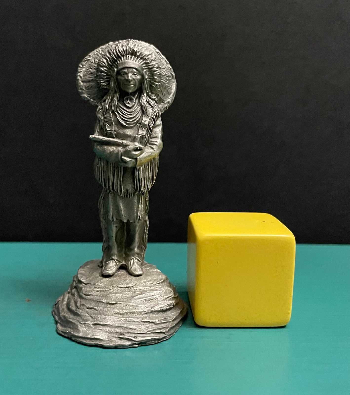 Valiant Studio Diamond Jubilee Pewter Native American Indian Chief Pipe Figurine
