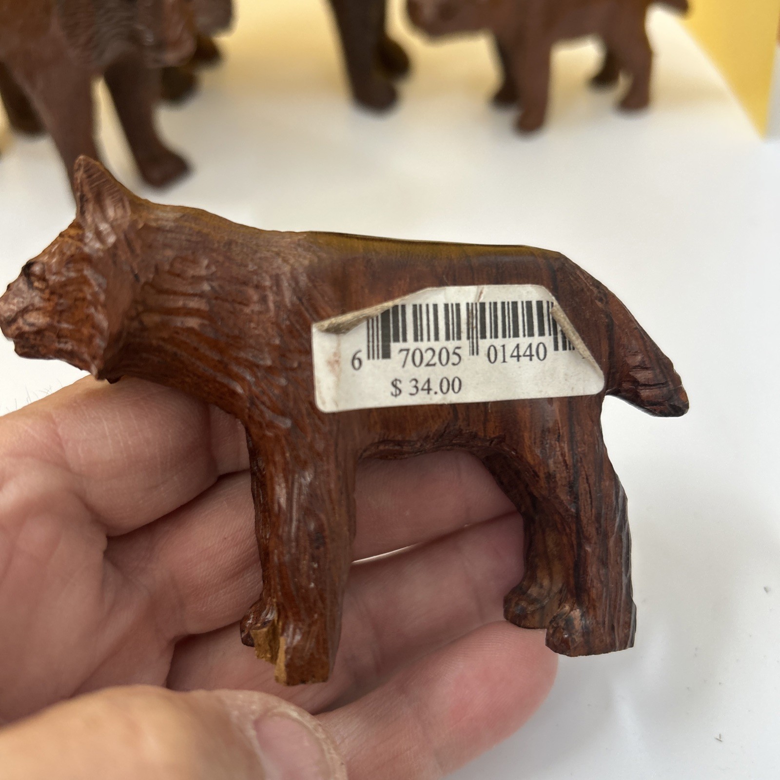 Bobcat Figurines Hand Carved Med Wood Sculptures By Earthwood! 4 X 7”