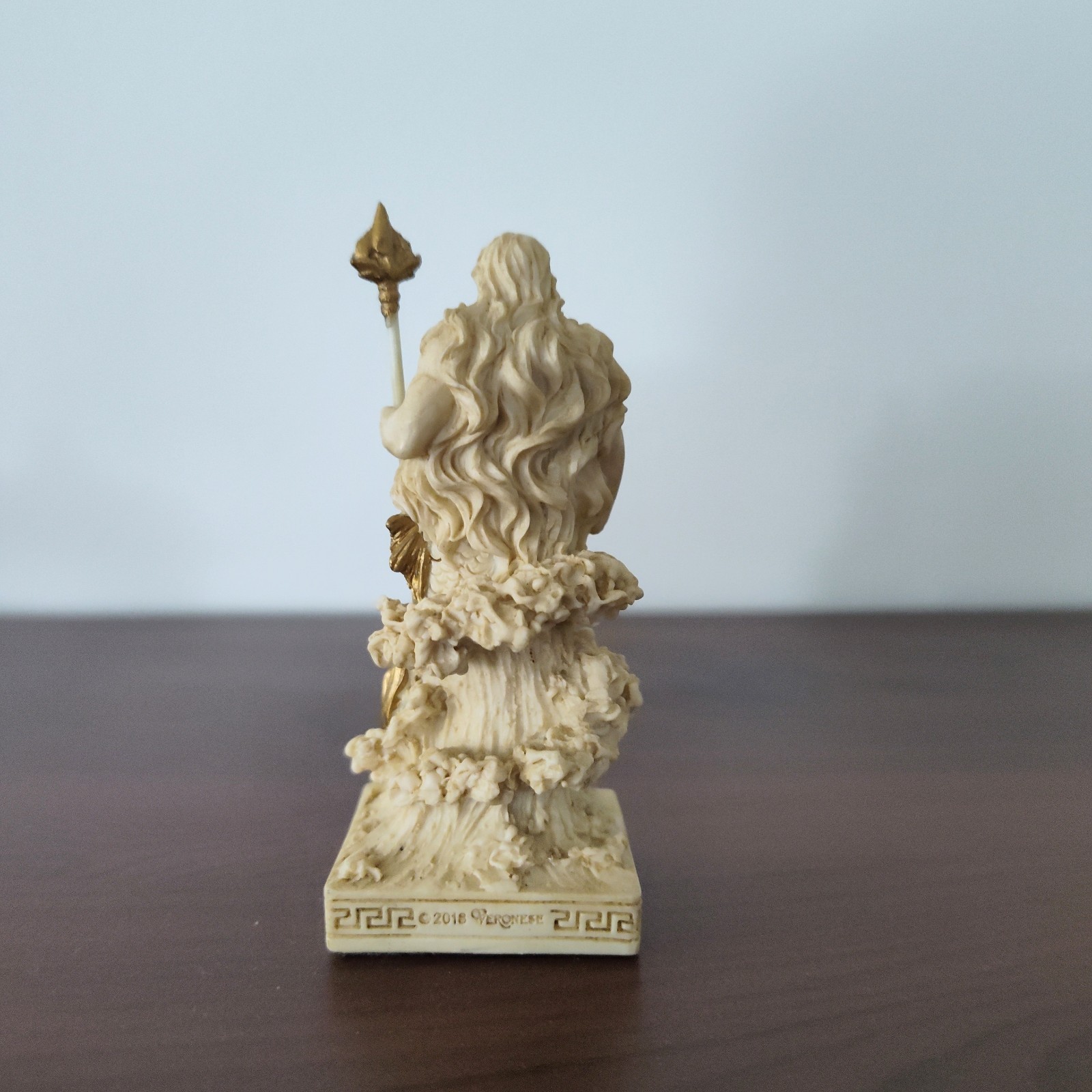 Mini Veronese Design Poseidon Marble Finish With Gold Accents Resin Figurine