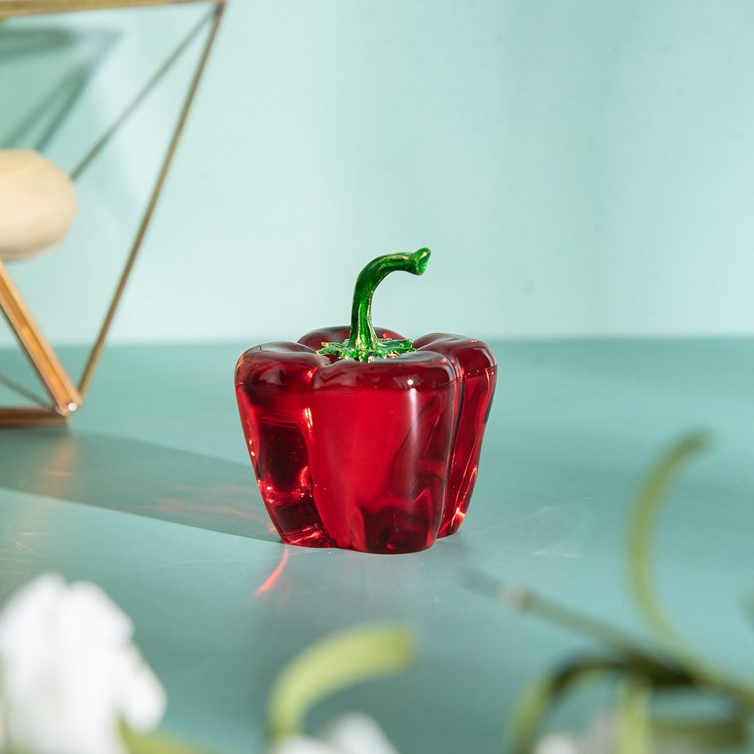 Crystal Capsicum Figurine Collectible Paperweight Glass Chili Ornament Gift