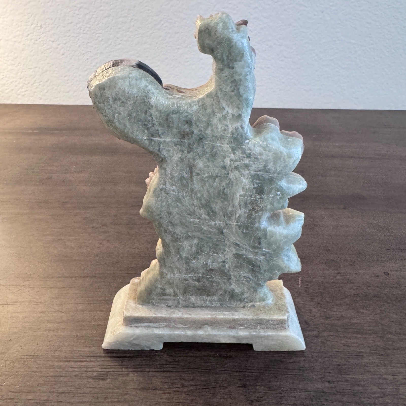 Vintage Hand Carved Soapstone Rooster on Flowers 6″ Sculpture UNIQUE & RARE