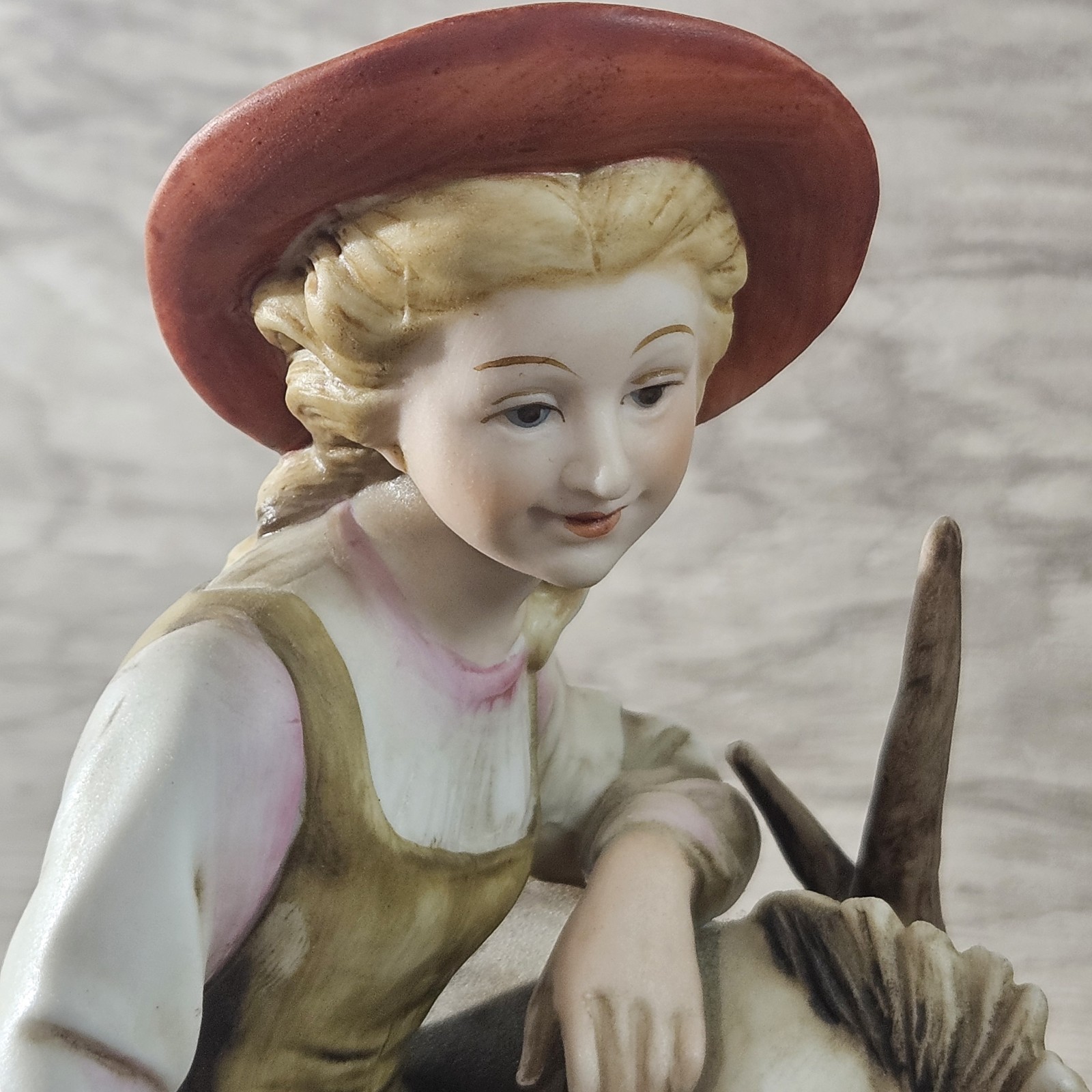Ardco Japan Porcelain Figurine Girl with Donkey Water Bucket Vintage