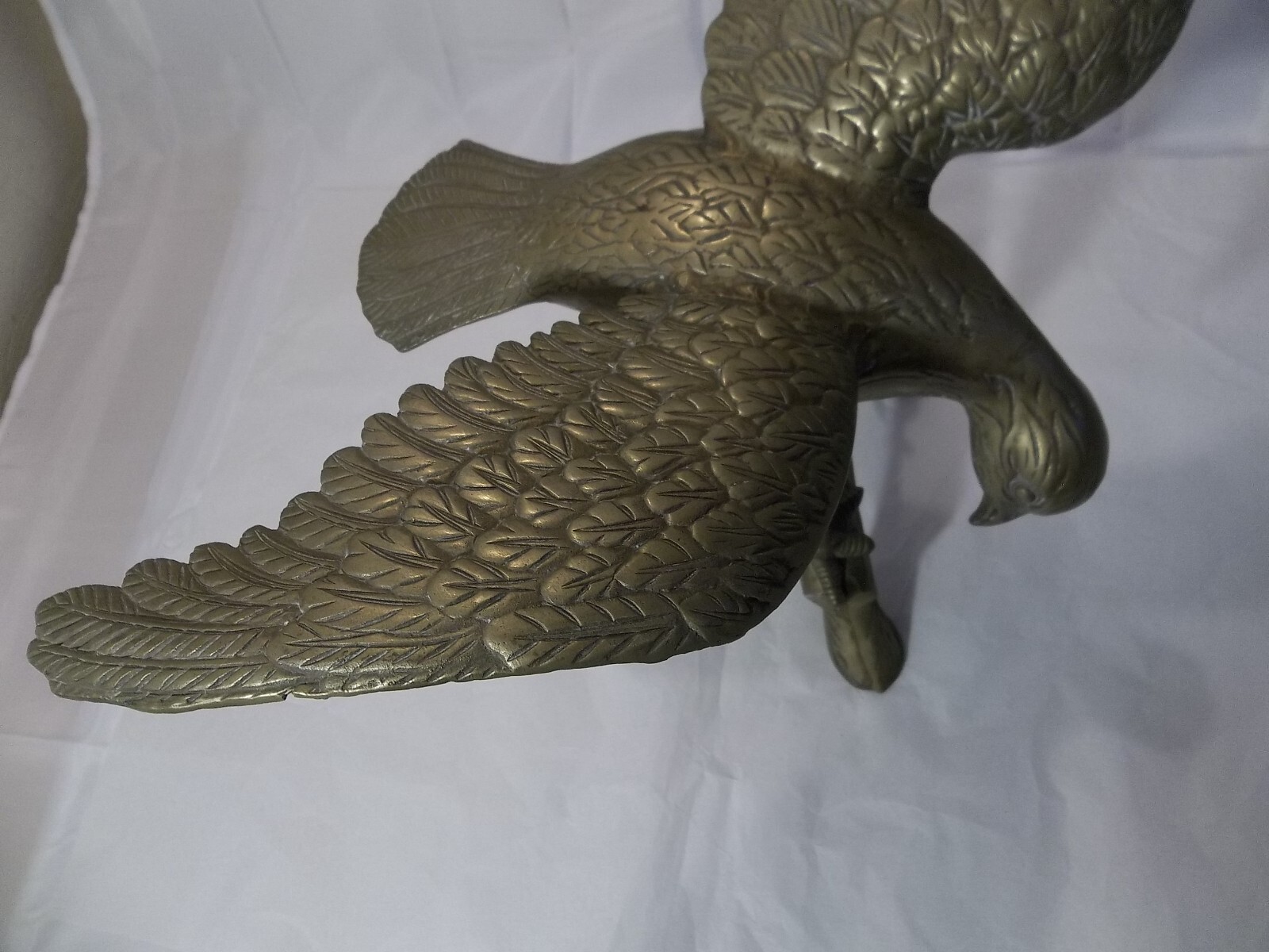 Vtg 22″ Huge Solid Brass Eagle Statue Perched Branch Takeoff 8 lb. High Detail