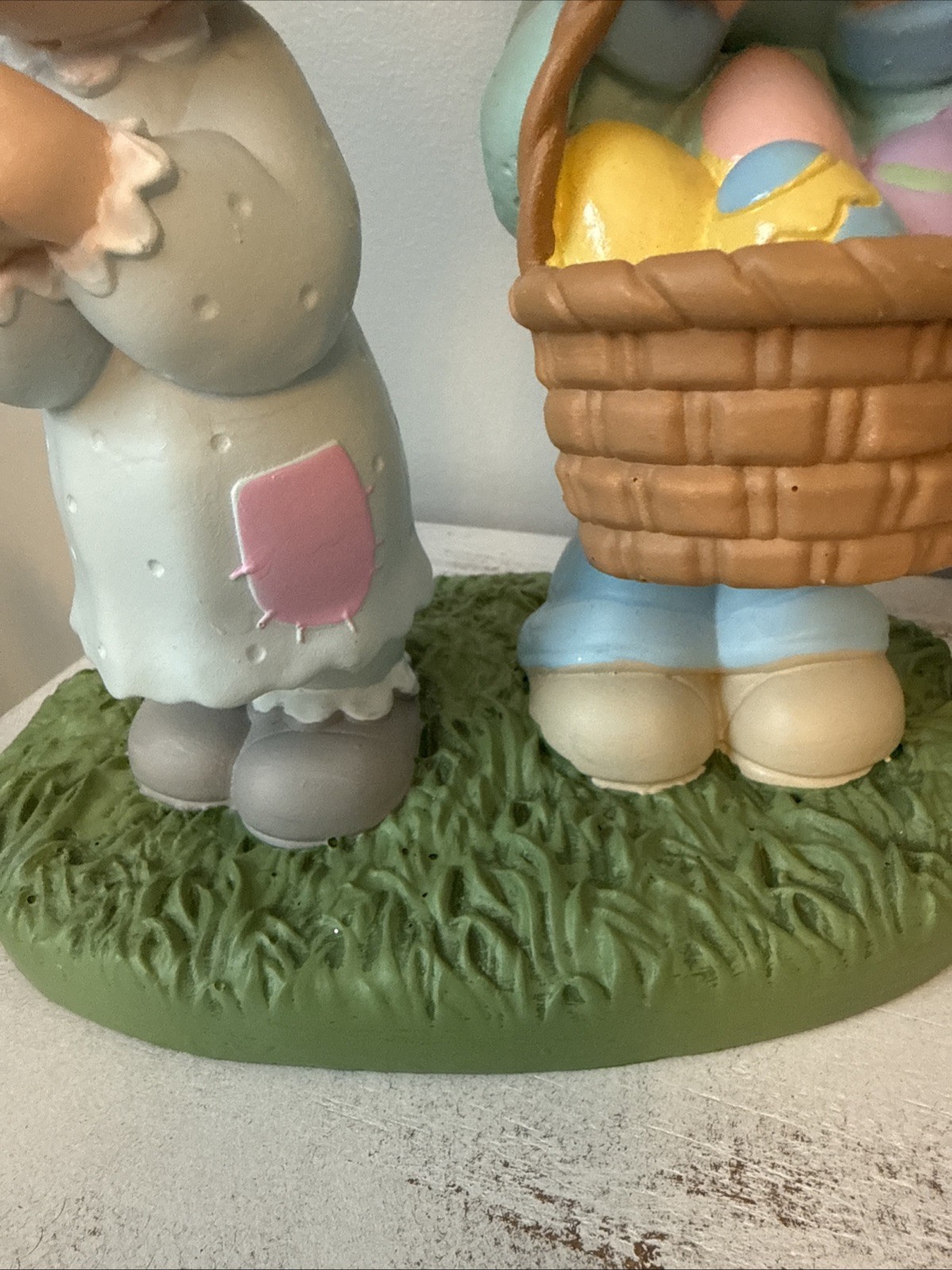 Precious Moments Boy & Girl Easter Figures W/ Easter Basket! 10 1/2 in. H HTF!