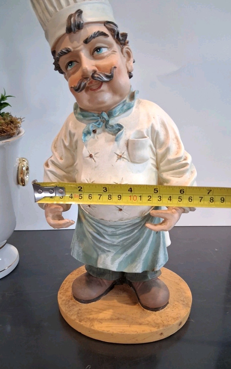 French Kitchen Chef, Polystone/Resin Statue;VTG (Early 2000s);Replace.ChalkBoard