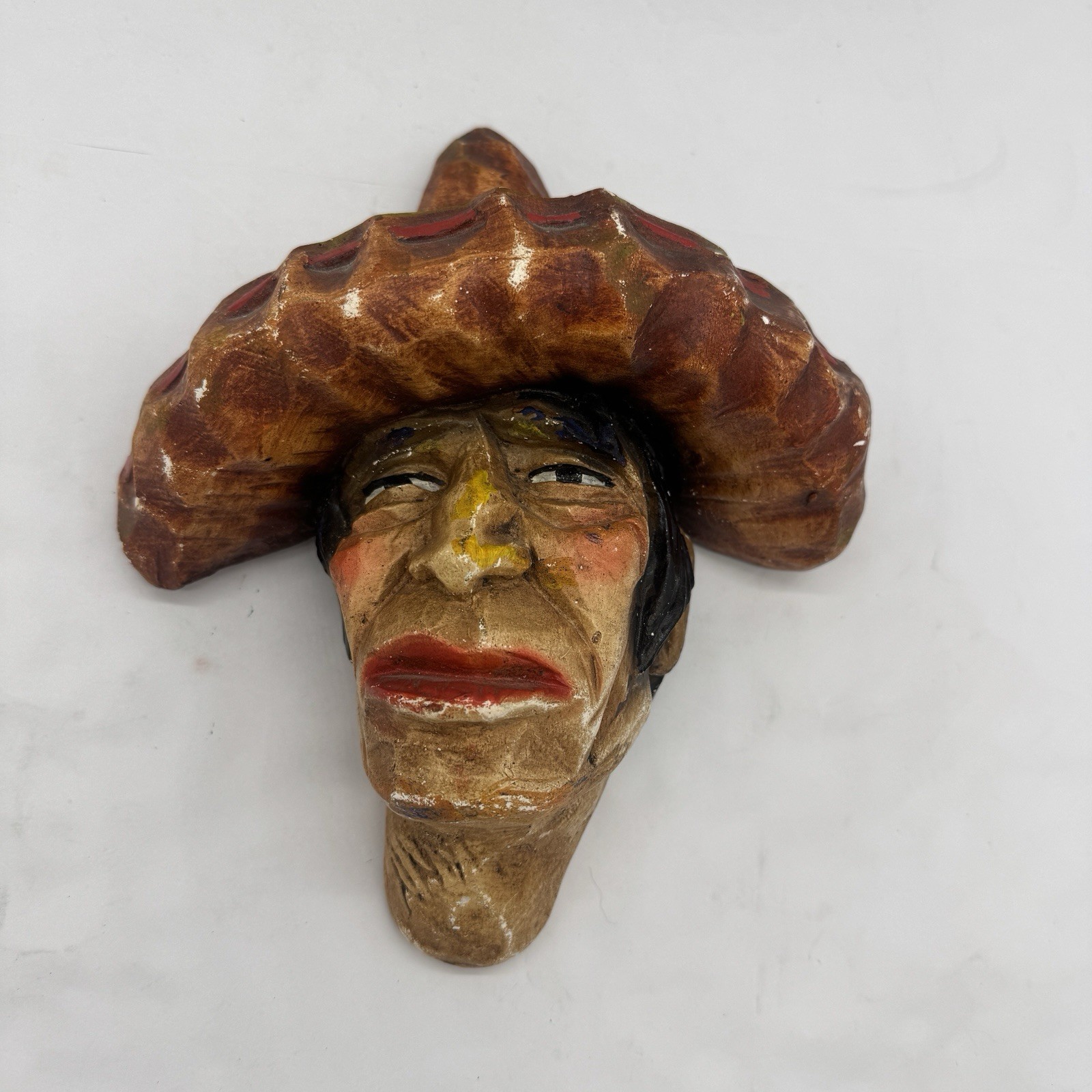 VTG H. S. Andy Anderson Native American Man + Hat Chalkware Plaque RARE FROM NM