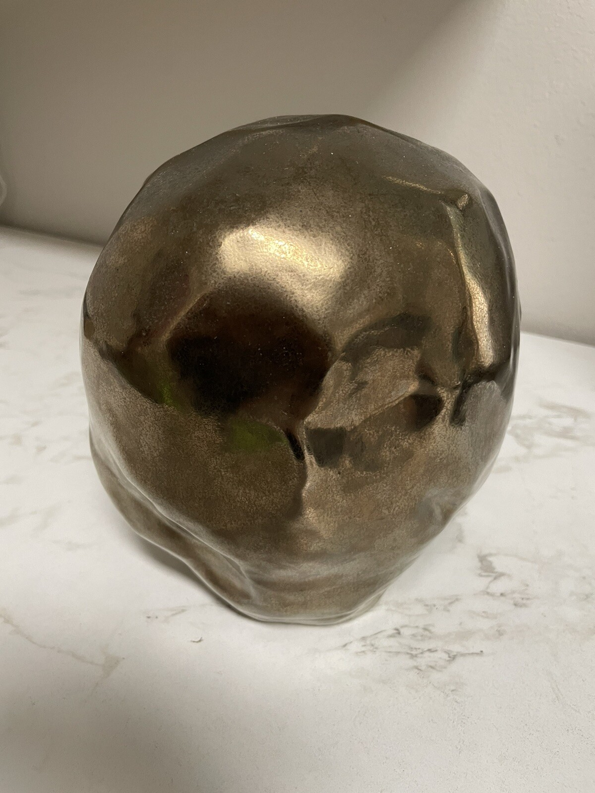 Rare Handcrafted Abstract Art Bronze Ceramic Man Head Sculpture Figurine 8x8x10