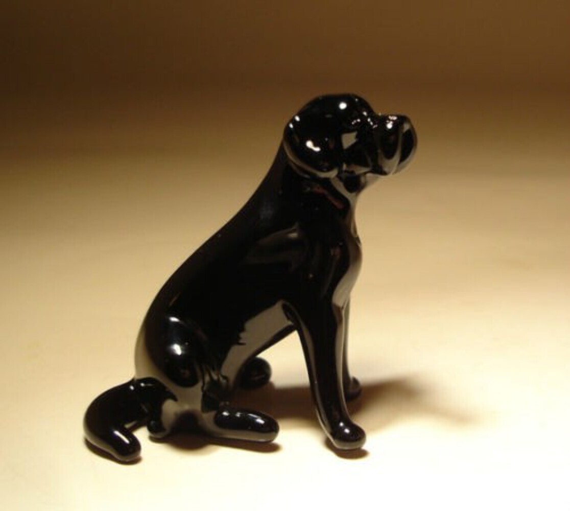 Glass Dog Black Lab Figurine