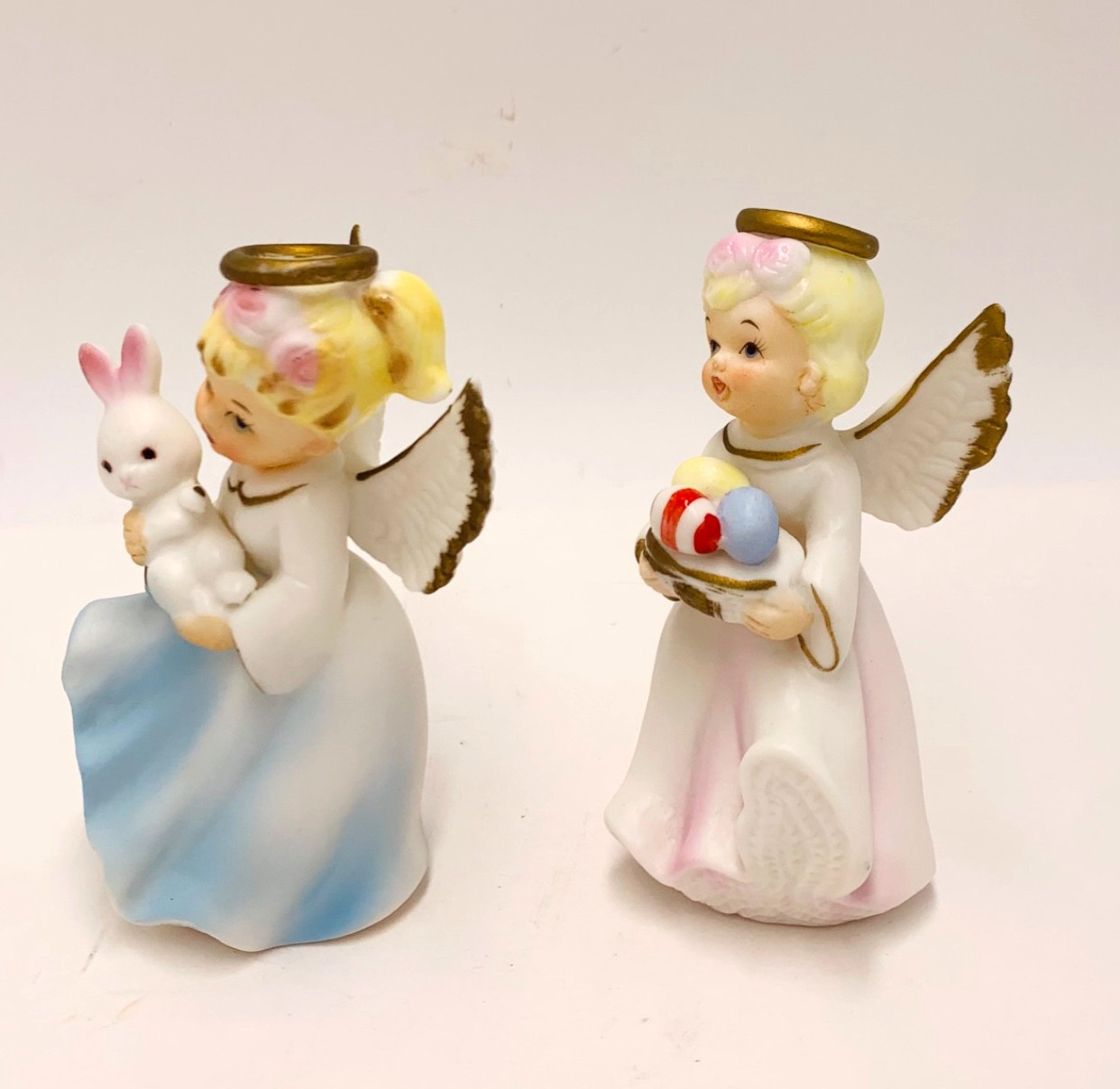 Vintage Lefton Easter Angel Pair Easter Eggs and Bunny Rabbit #3378 Japan 1960’s