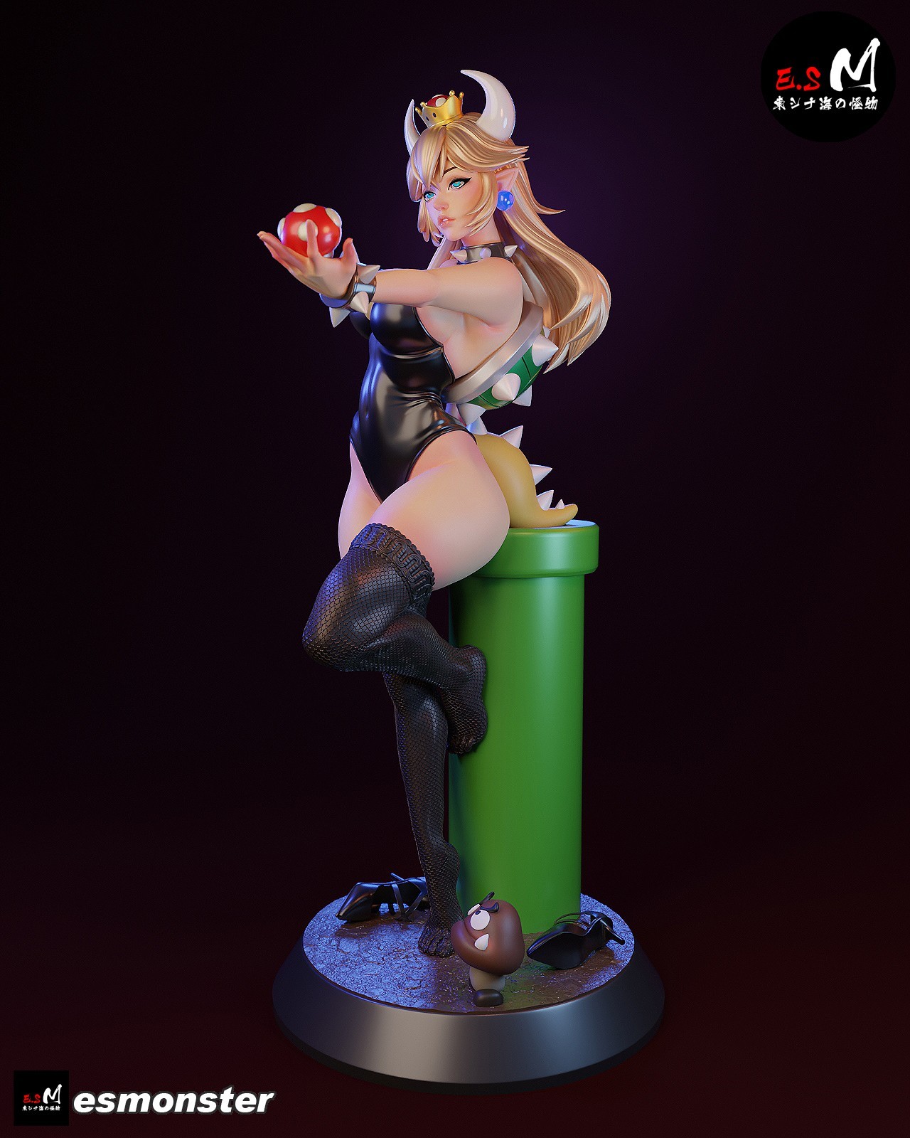 ES Monster Unpainted Unassembled Bowsette Figure Model Kit 1:24-1:4 scale Mario