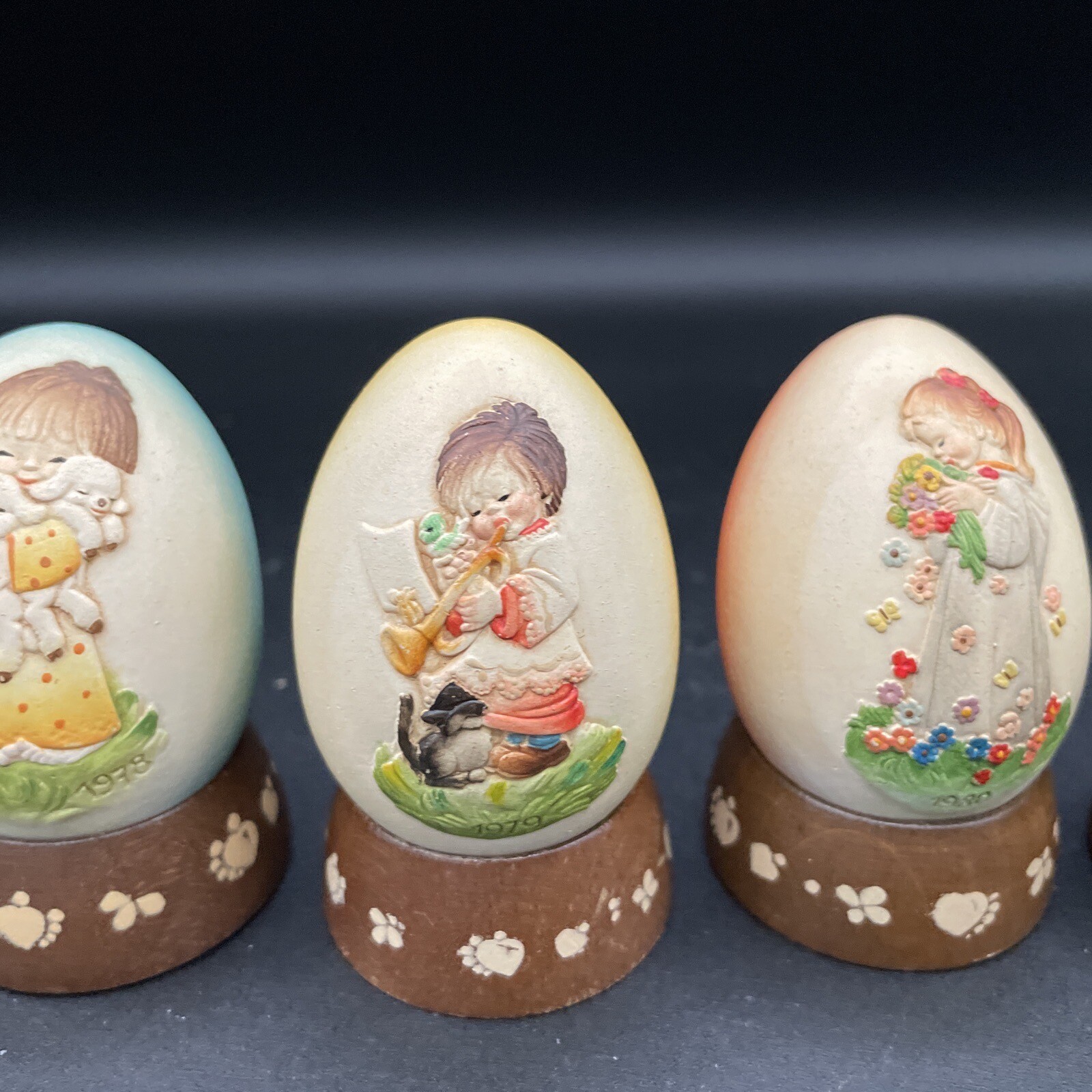 Vintage Anri Italy – Ferrandiz Annual Eggs – LOT of 4 – 1978, 1979, 1980, 1981