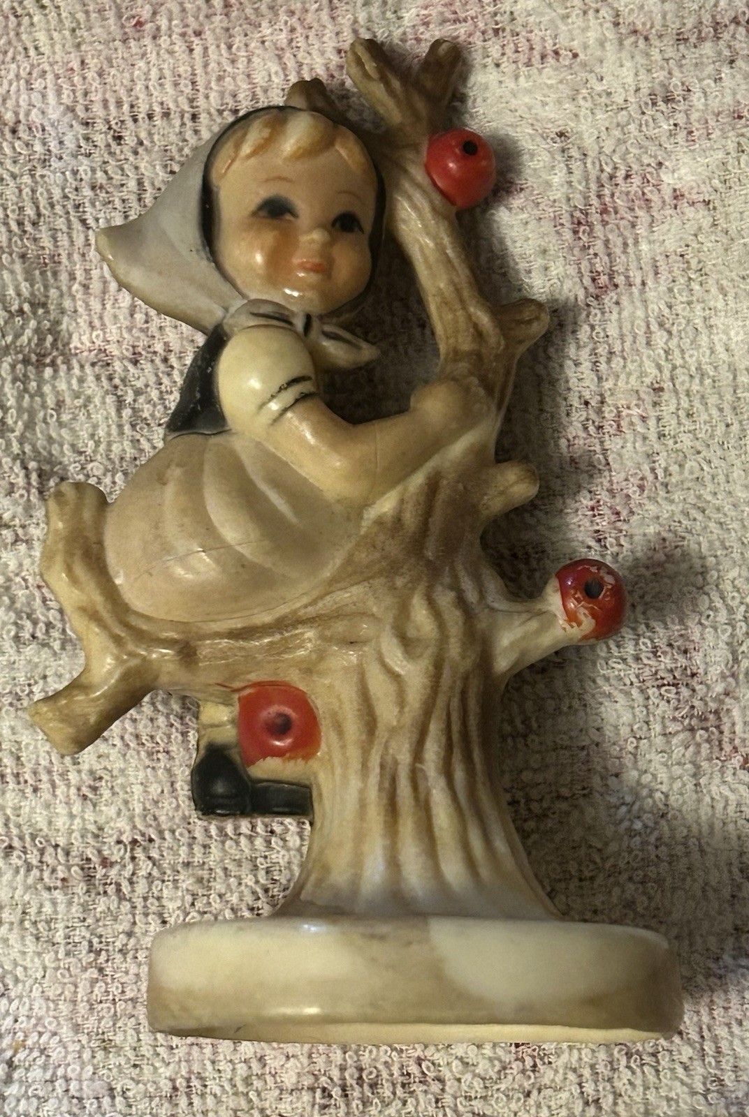 Plastic Girl In Apple Tree Figurine