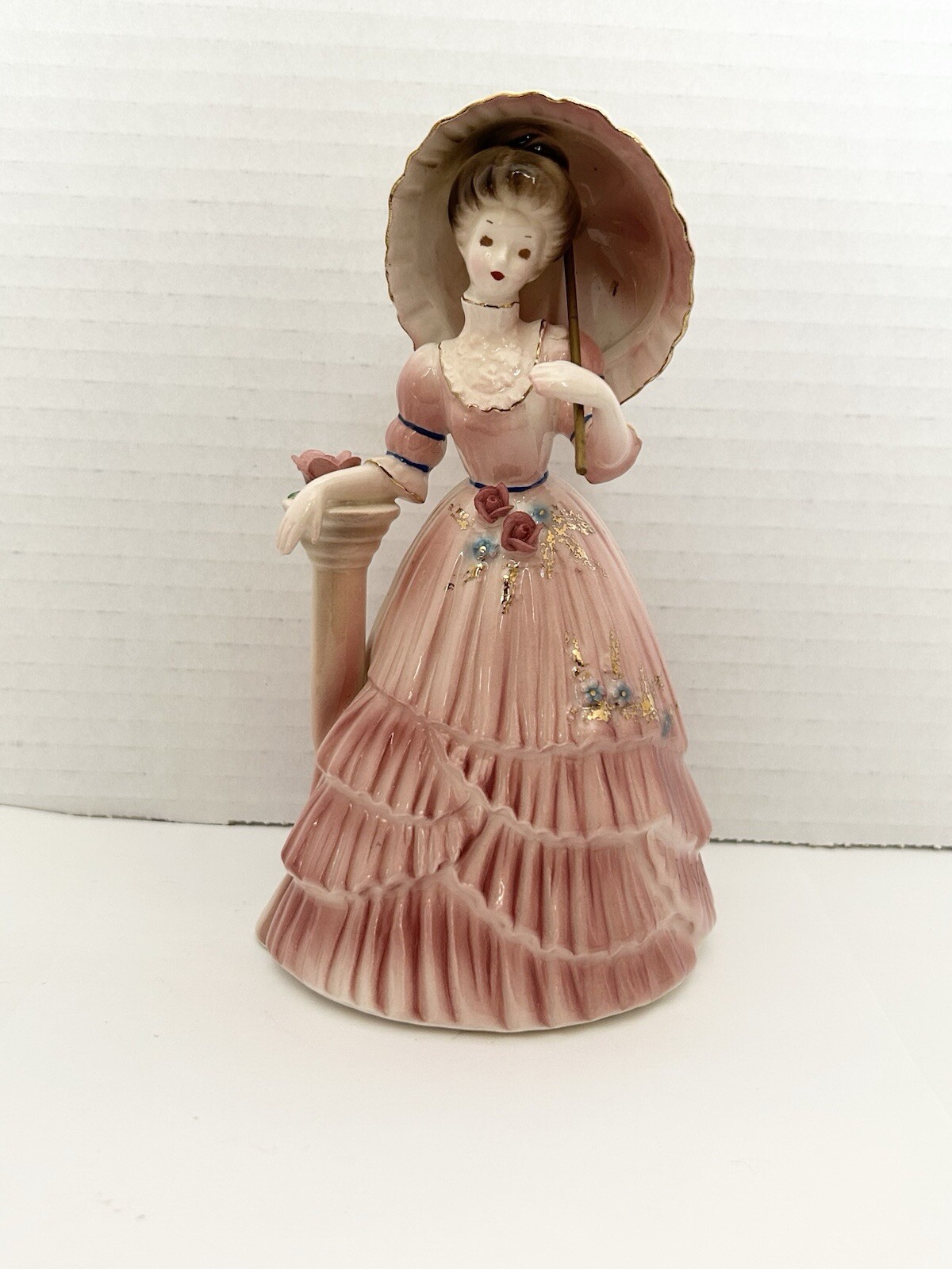 Josef Originals Gibson Girl Melanie w/ Parasol Umbrella Figurine Pink Dress