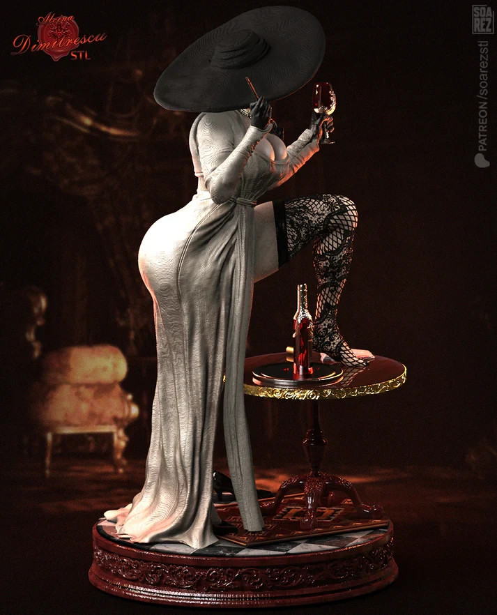 Lady Dimitrescu Figurine Resident Evil Hand Painted Model / DIY Kit 16pcs