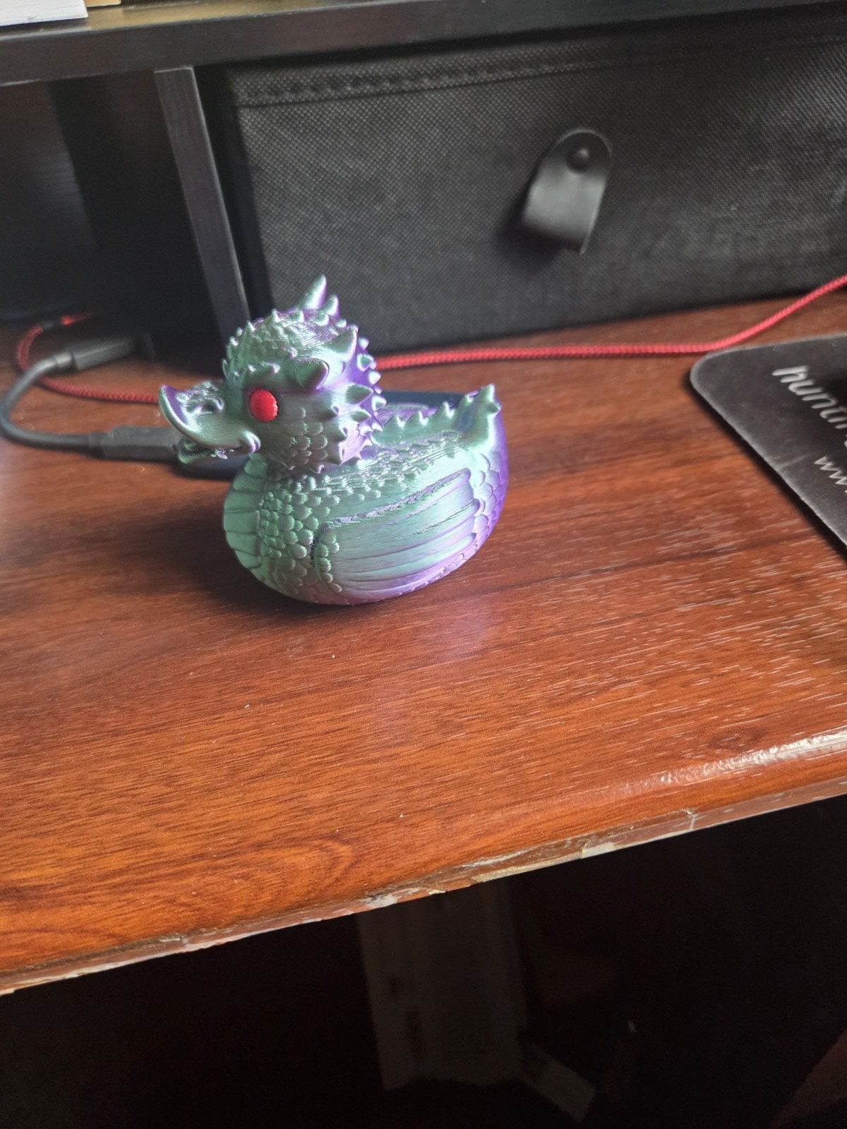 Iridescent 3D Effect Dragon Figurine, Purple Green Red Fantasy Plastic Decor