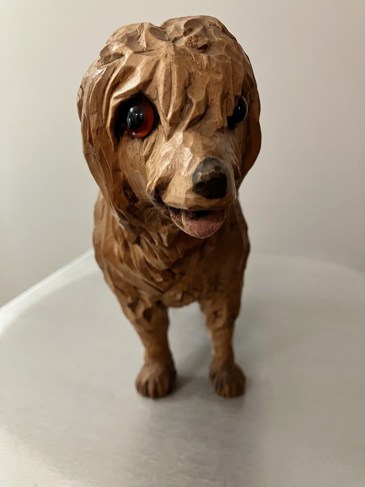 CARVED wood folk art BLACK FOREST style standing DOG
