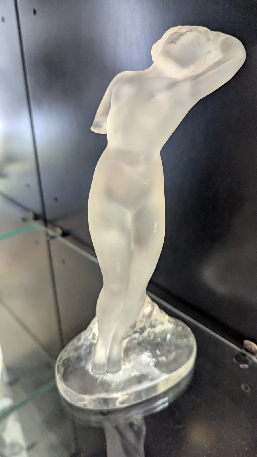 Lalique France “Tête Penchée” Frosted Crystal Nude Figure – 10″ Art Deco Sculptu