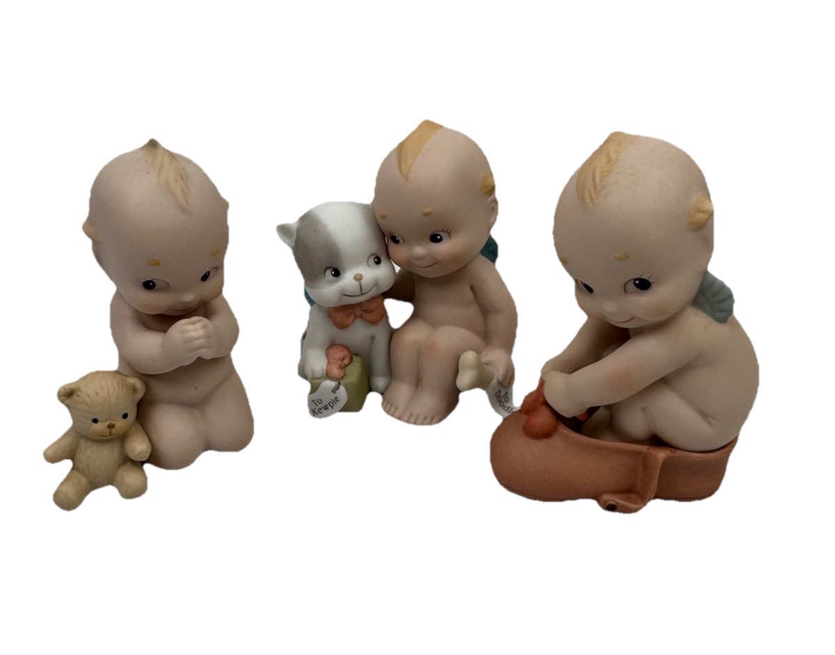 VTG Rose O’Neill Kewpie Figurine Lot Of 3 Enesco Jesco Bisque Porcelain 1991 199