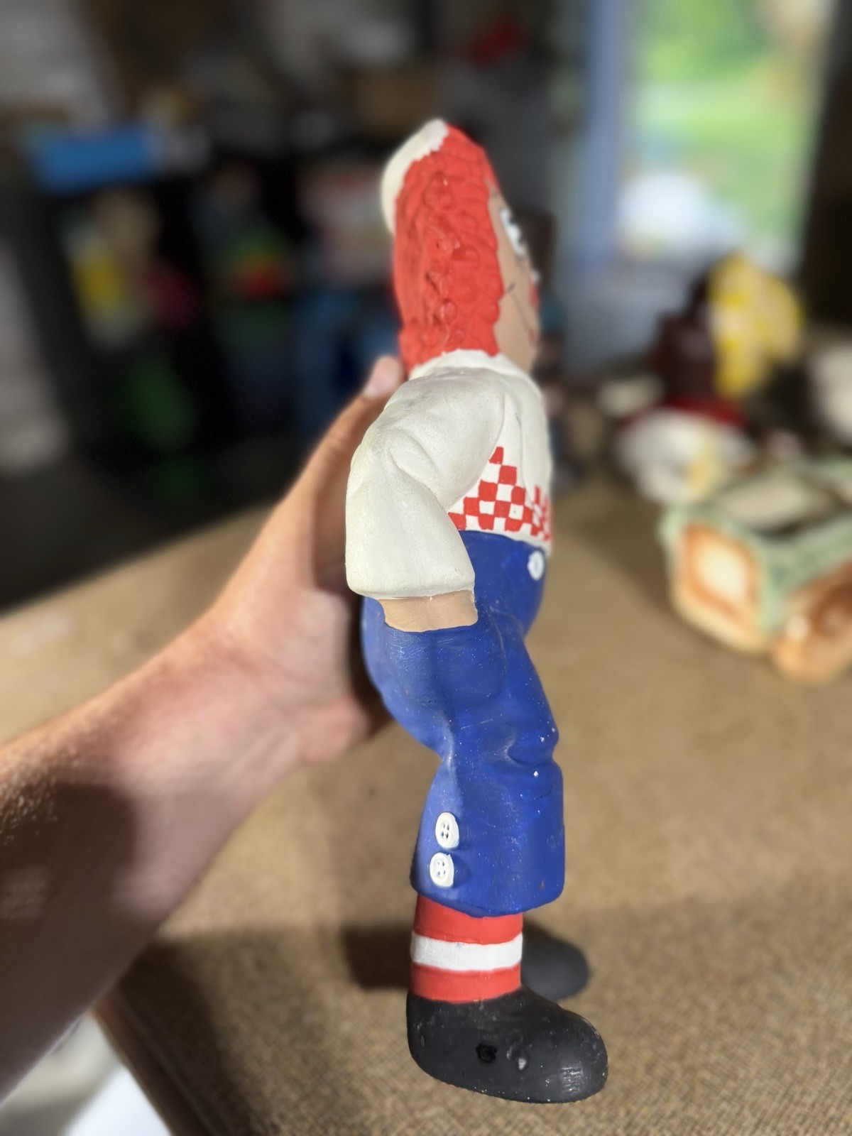 Vintage Raggedy Ann Ceramic Figurine Hand Painted Country Decor