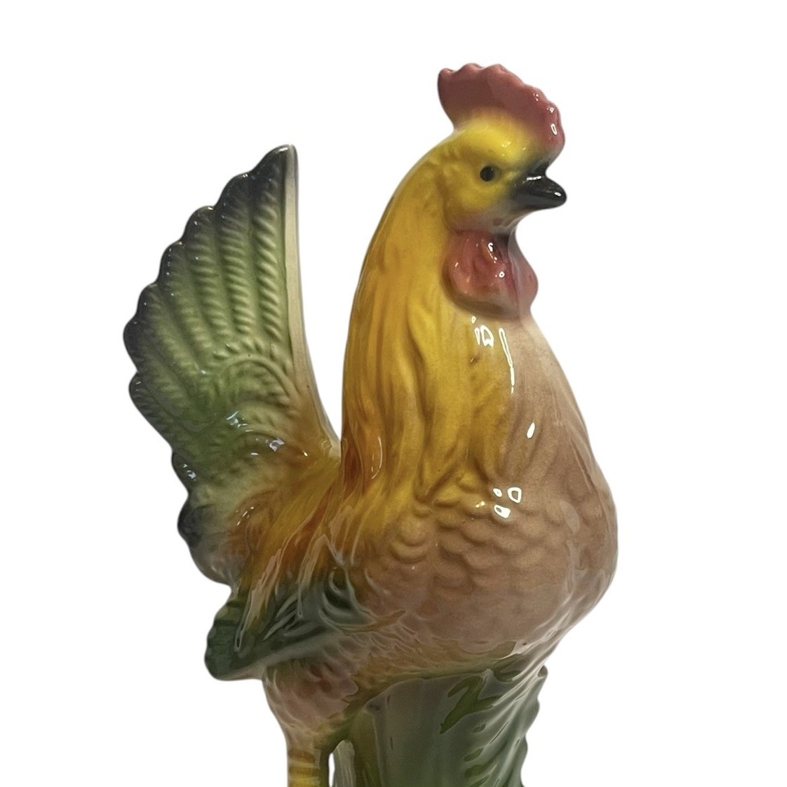 Vintage Rooster Ceramic Figurine Glossy Glazed Farmhouse Farm Country Rustic