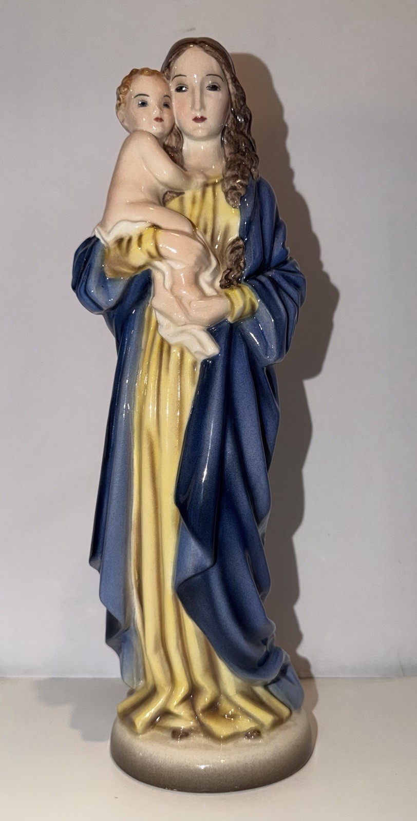 Wien Keramos Vintage Lady Madonna With Child Statue 11 inches Made in Austria
