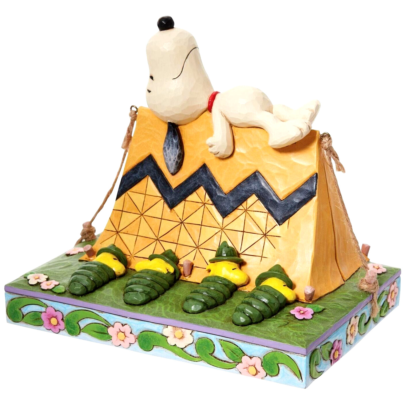 ❦ New JIM SHORE PEANUTS Figurine SNOOPY WOODSTOCK CAMPING Scout Sleep Bag Tent